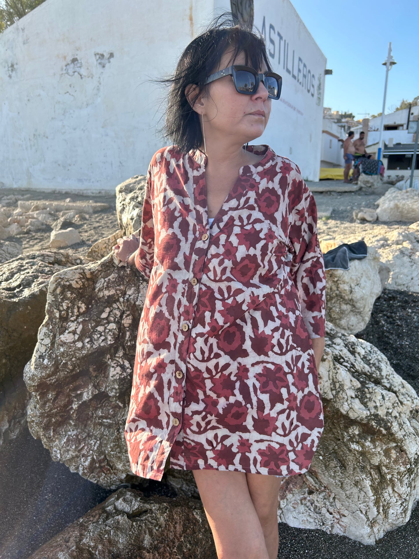 Button Down pink floral cotton shirt