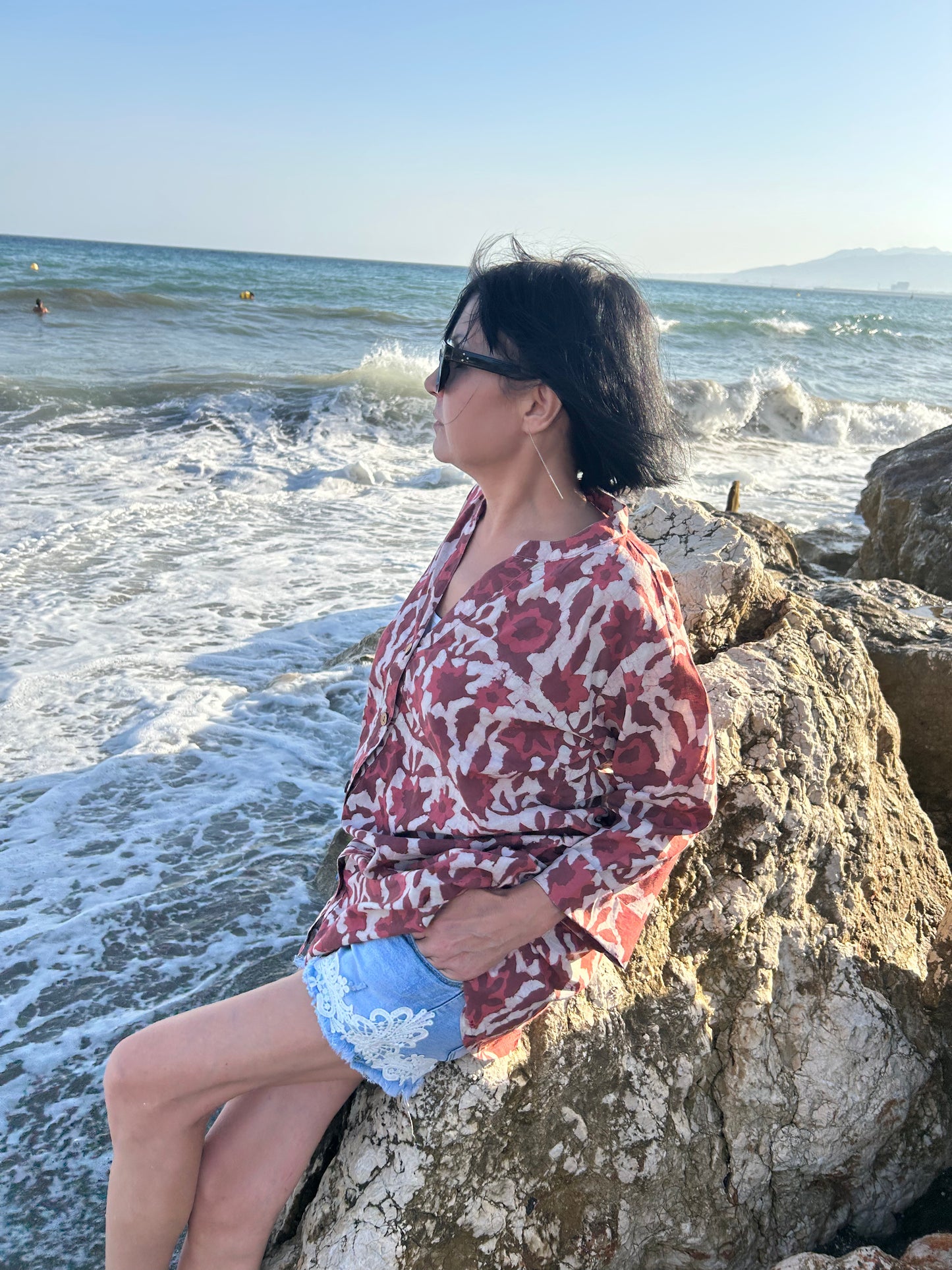 Button Down pink floral cotton shirt