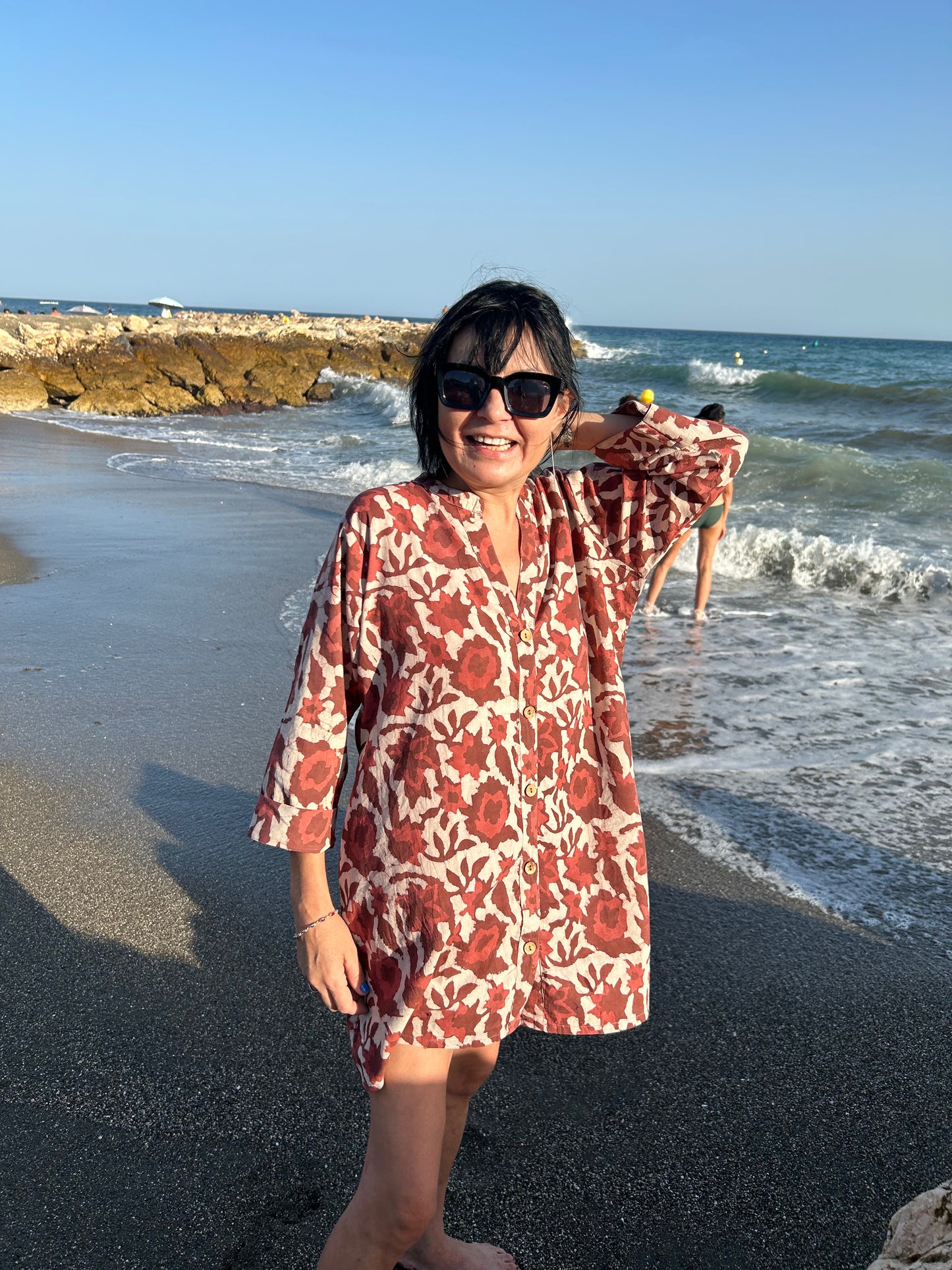 Button Down pink floral cotton shirt