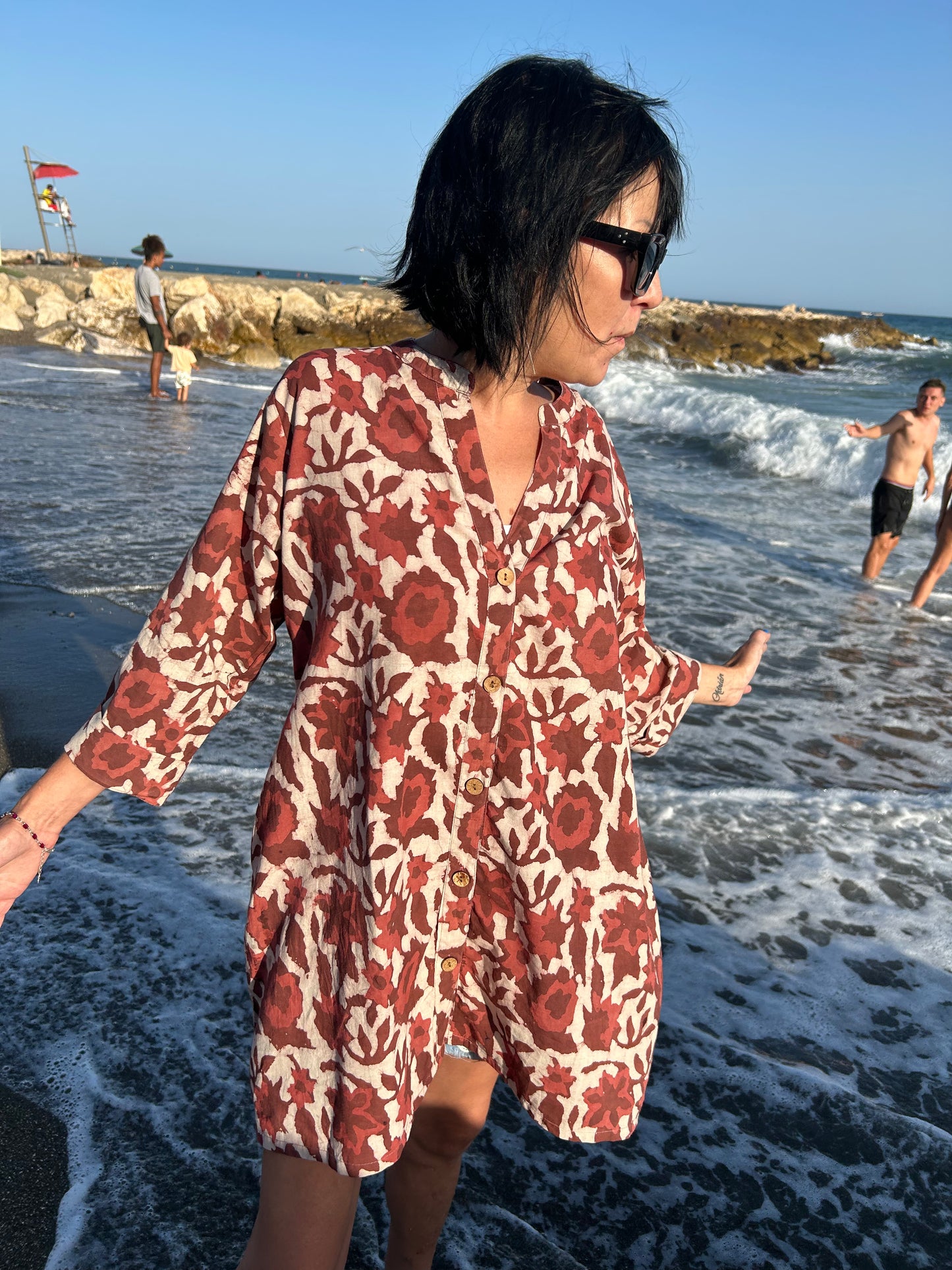 Button Down pink floral cotton shirt