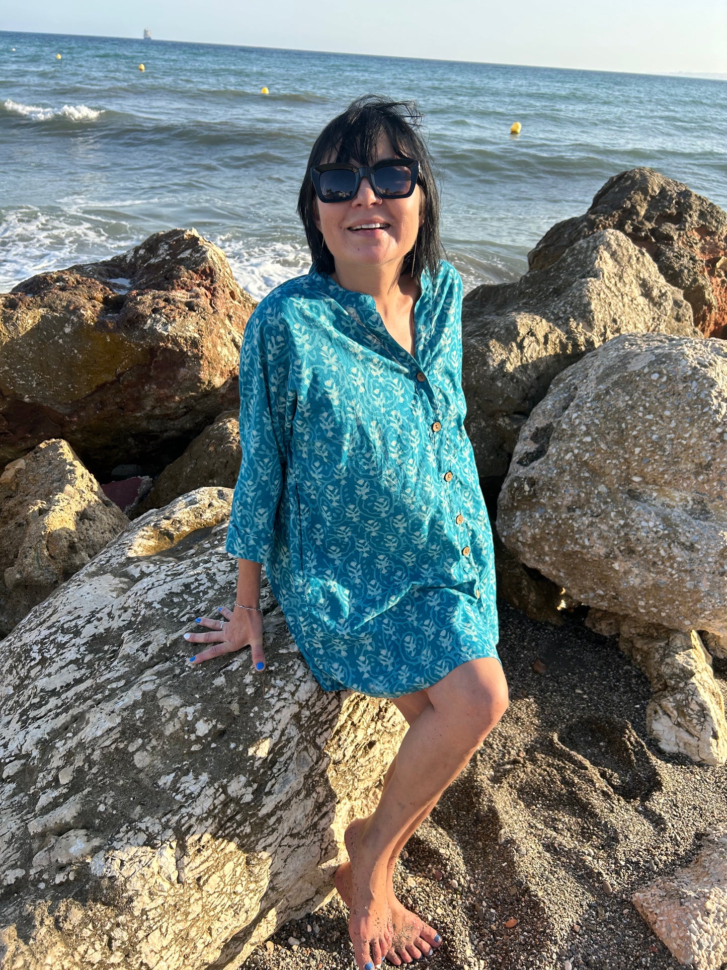 turquoise floral button down shirt