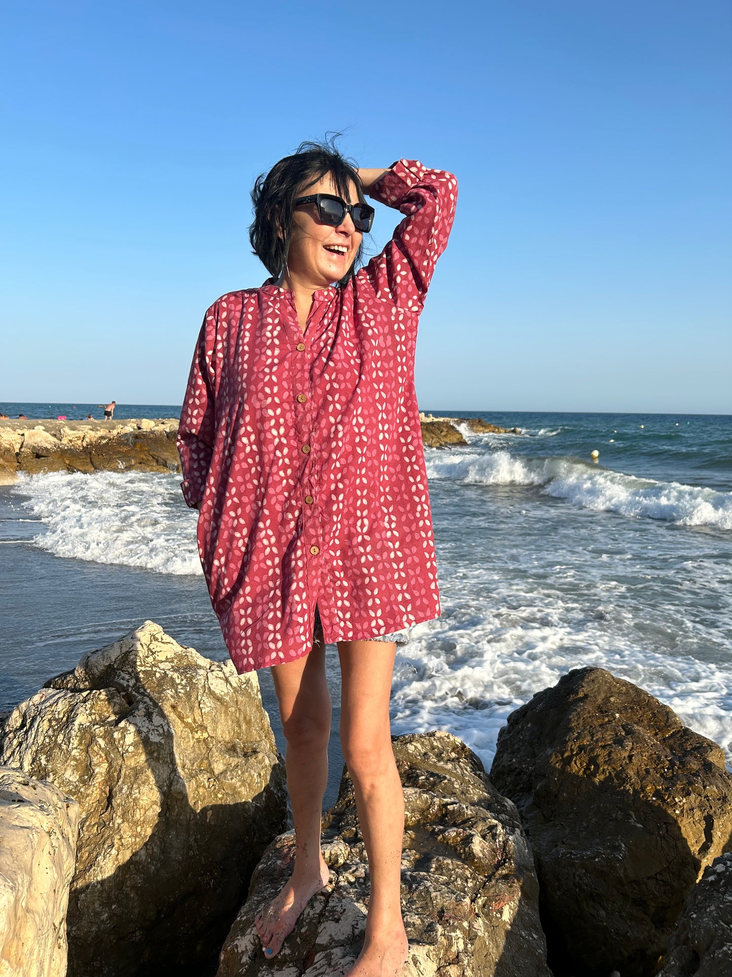 Pink Criss Cross Cotton button down shirt