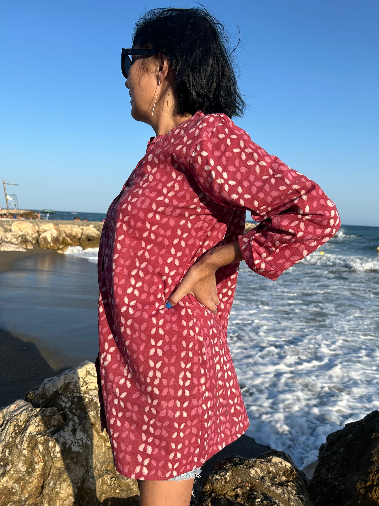 Pink Criss Cross Cotton button down shirt