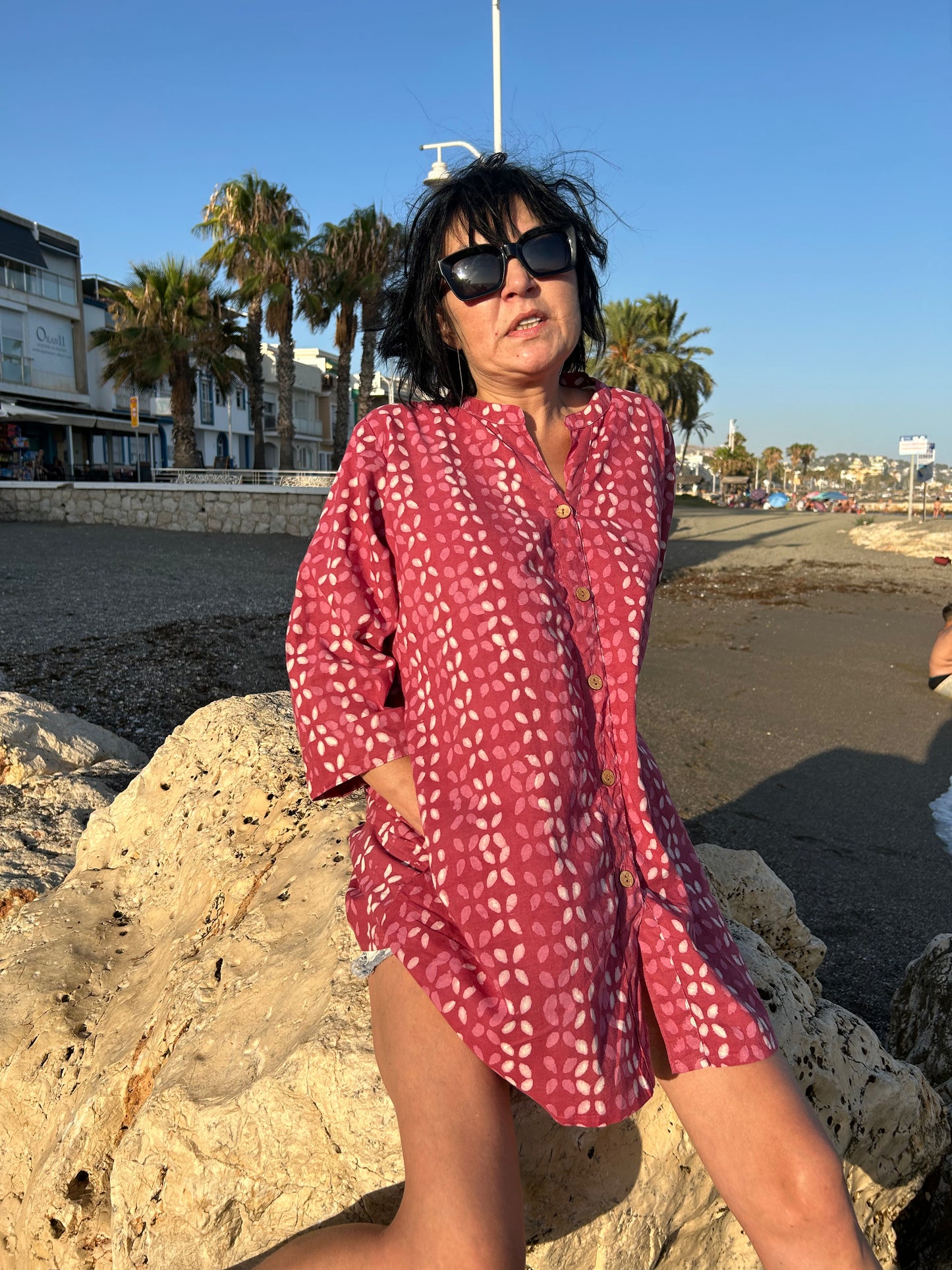 Pink Criss Cross Cotton button down shirt