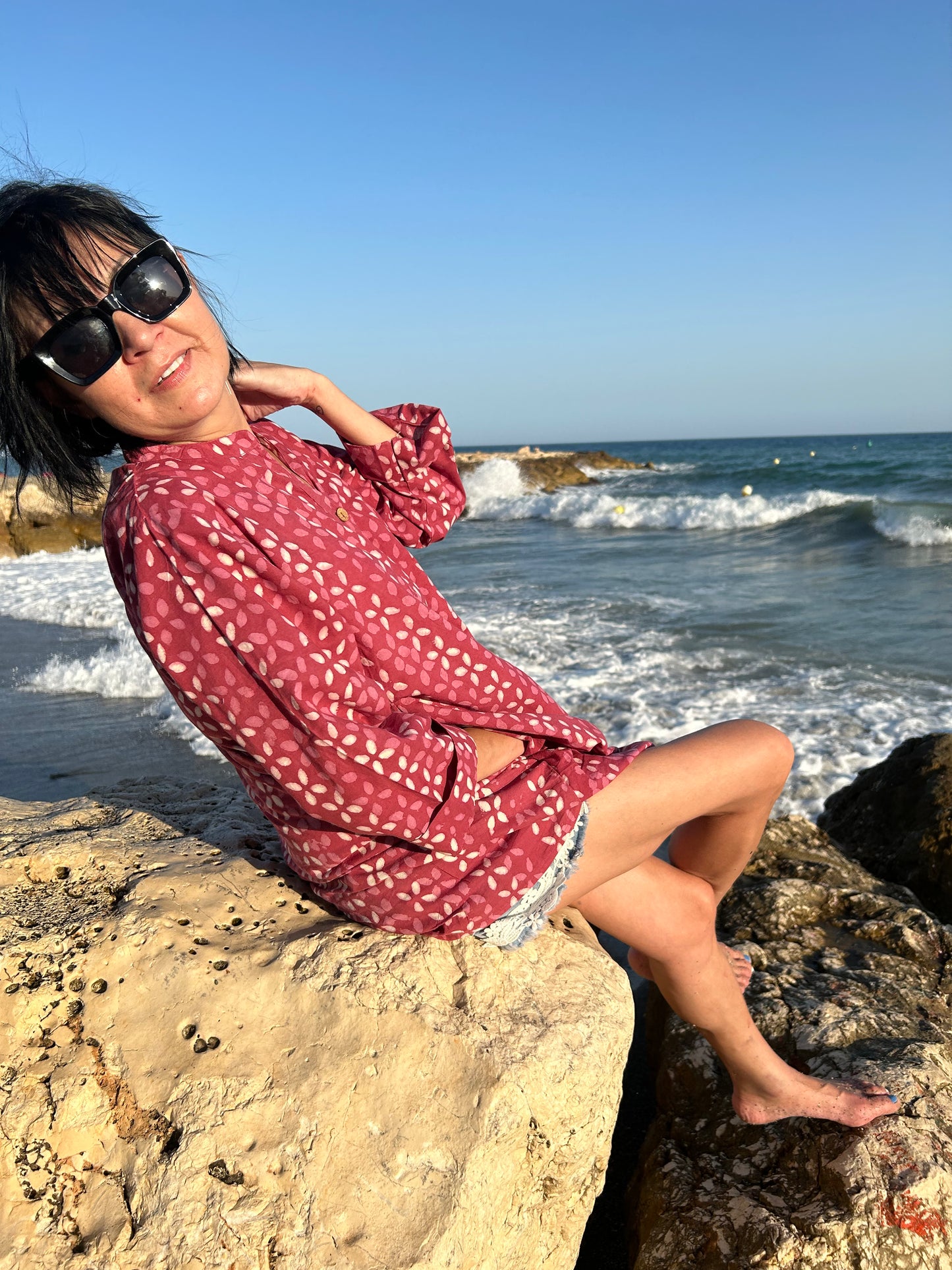 Pink Criss Cross Cotton button down shirt