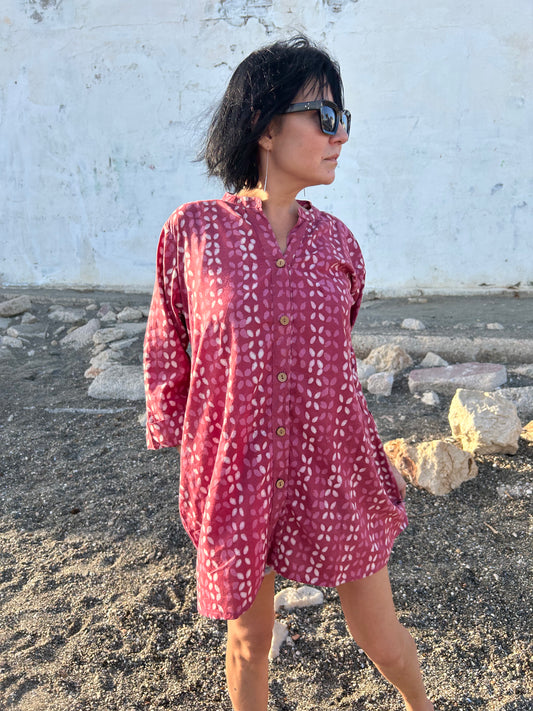 Pink Criss Cross Cotton button down shirt