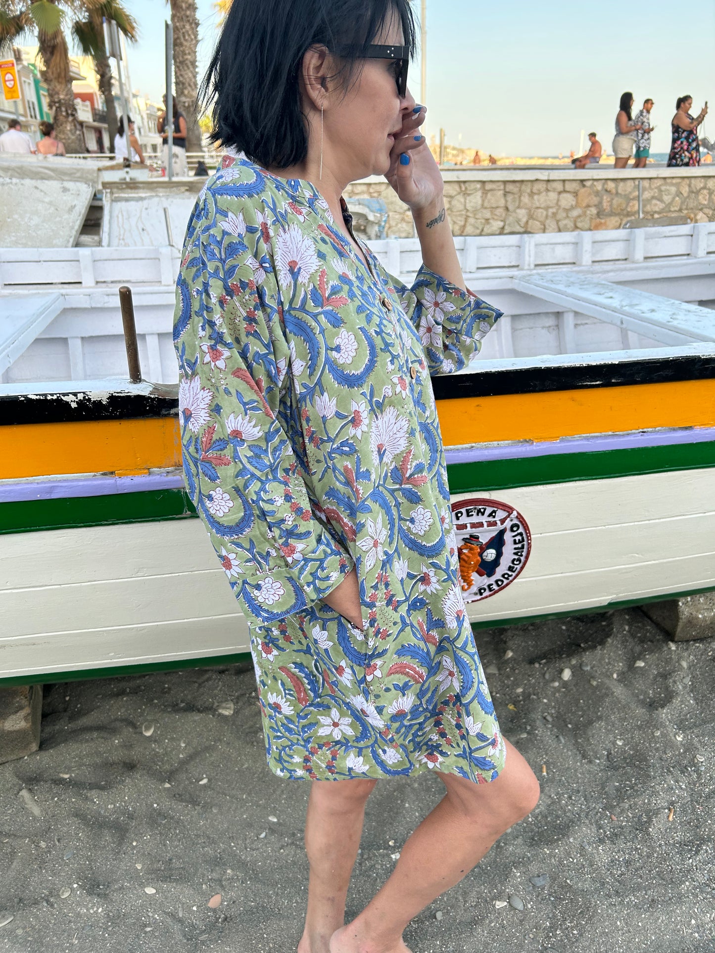 Green Floral Garden button down shirt