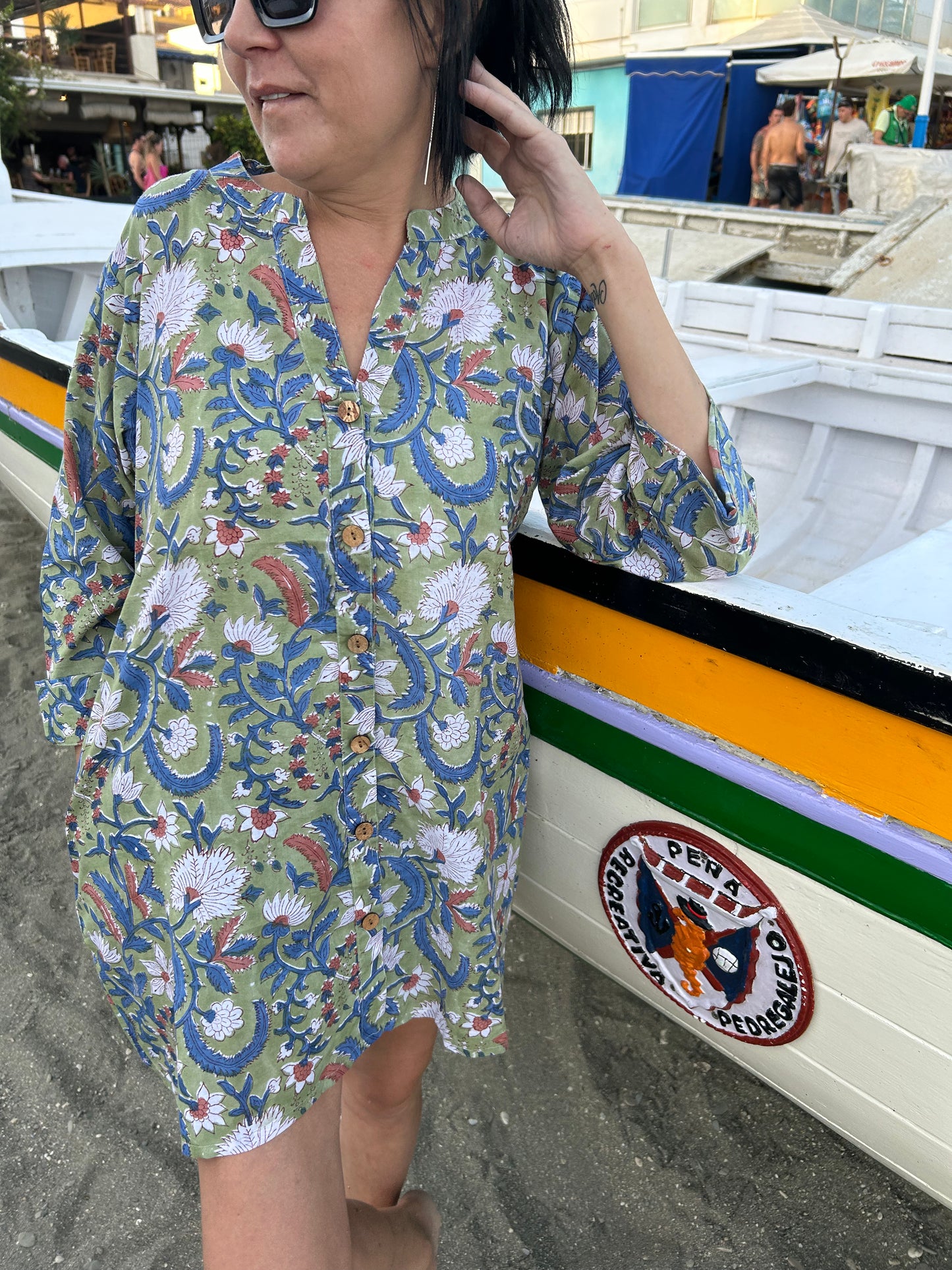 Green Floral Garden button down shirt