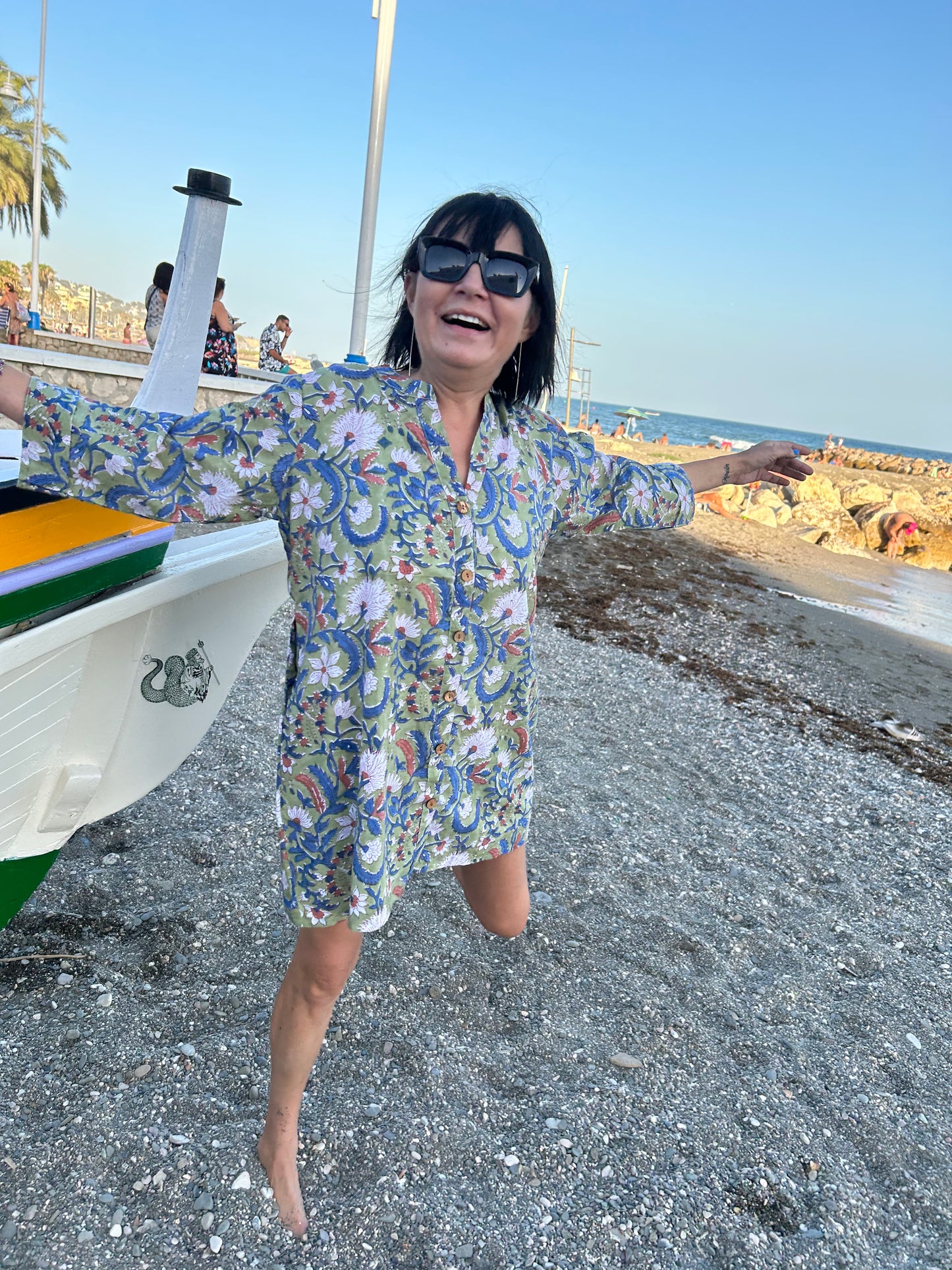 Green Floral Garden button down shirt