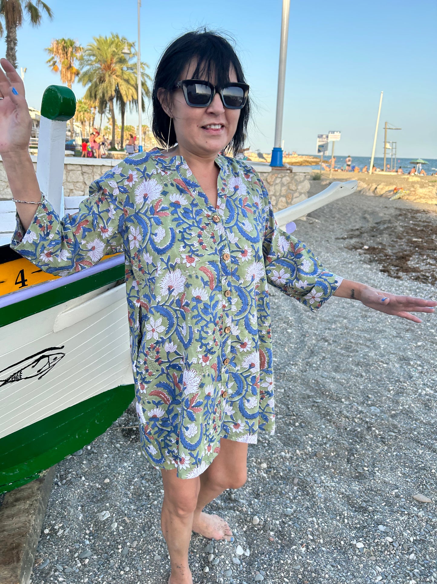 Green Floral Garden button down shirt