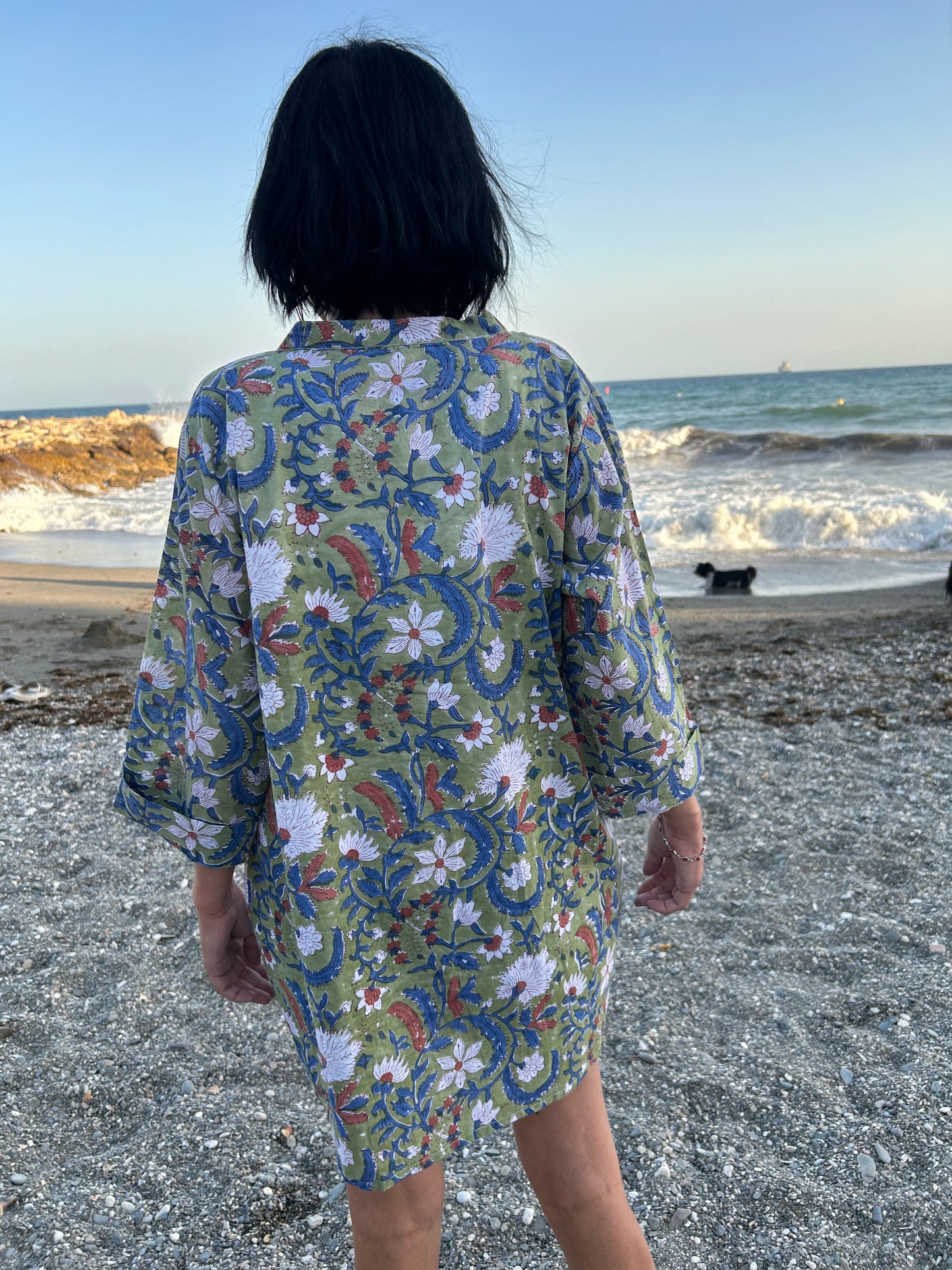 Green Floral Garden button down shirt