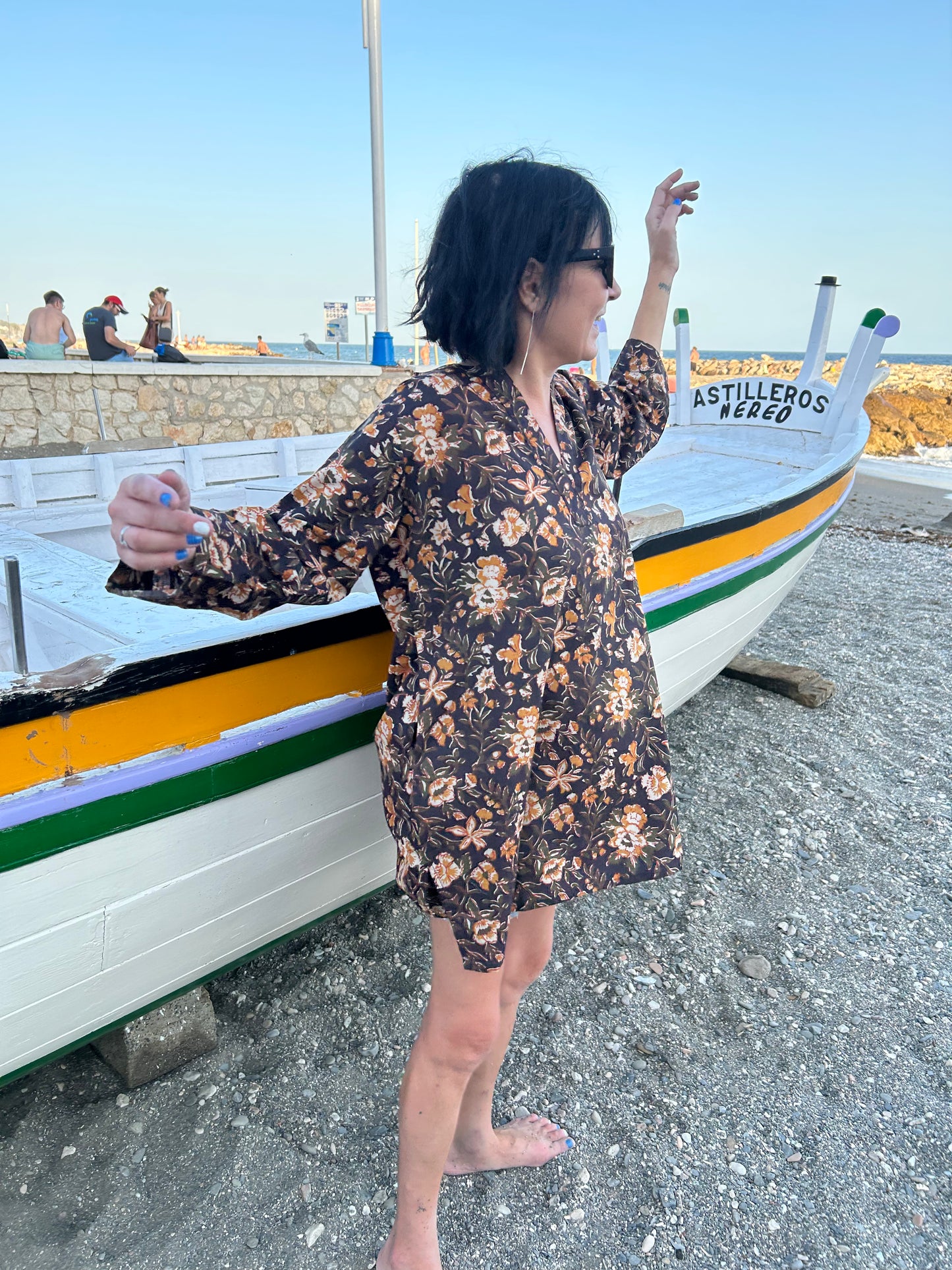 Black floral Garden button down shirt