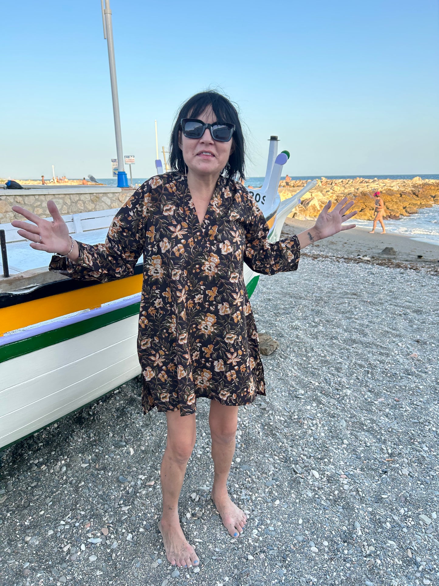 Black floral Garden button down shirt