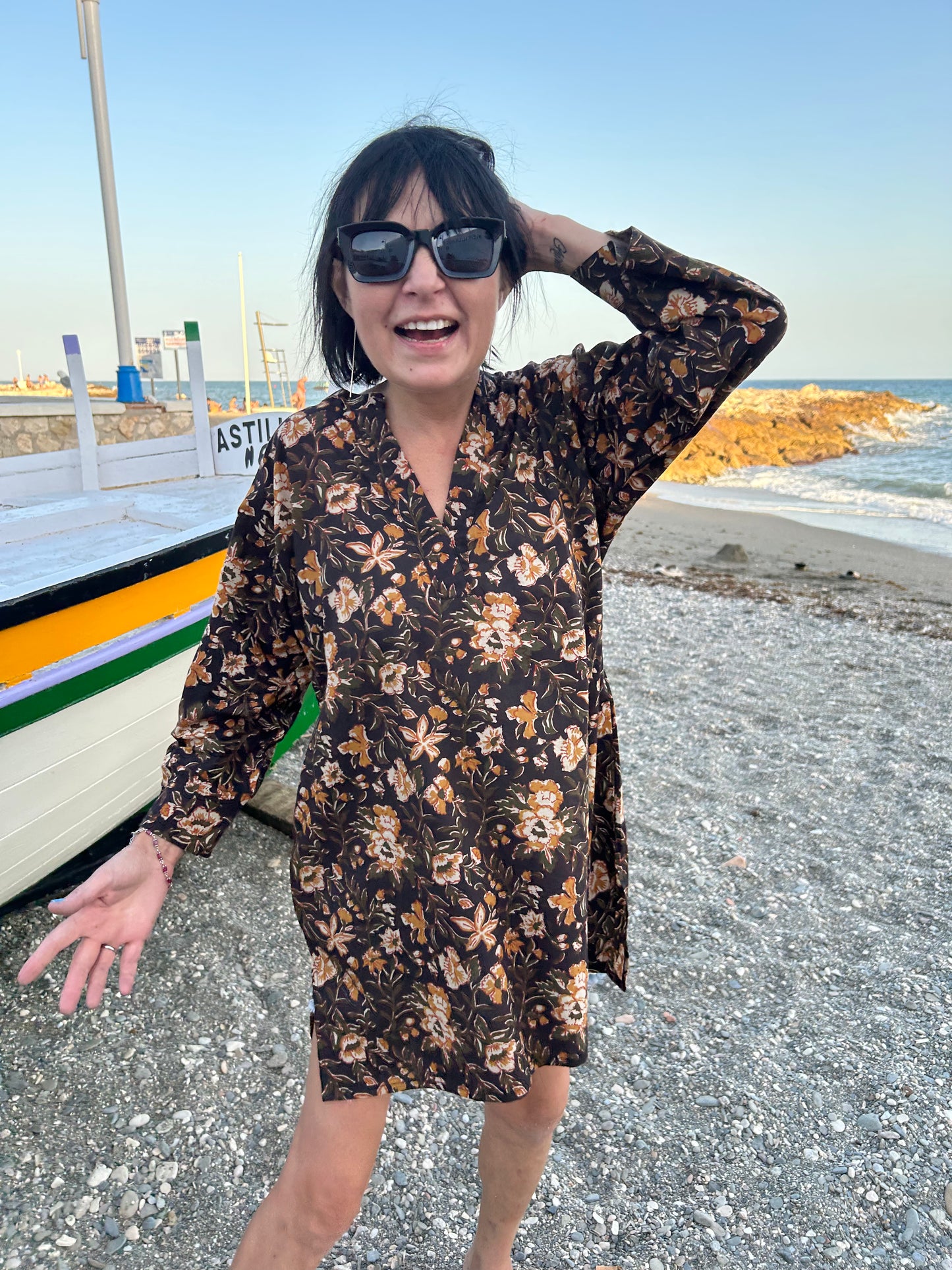 Black floral Garden button down shirt