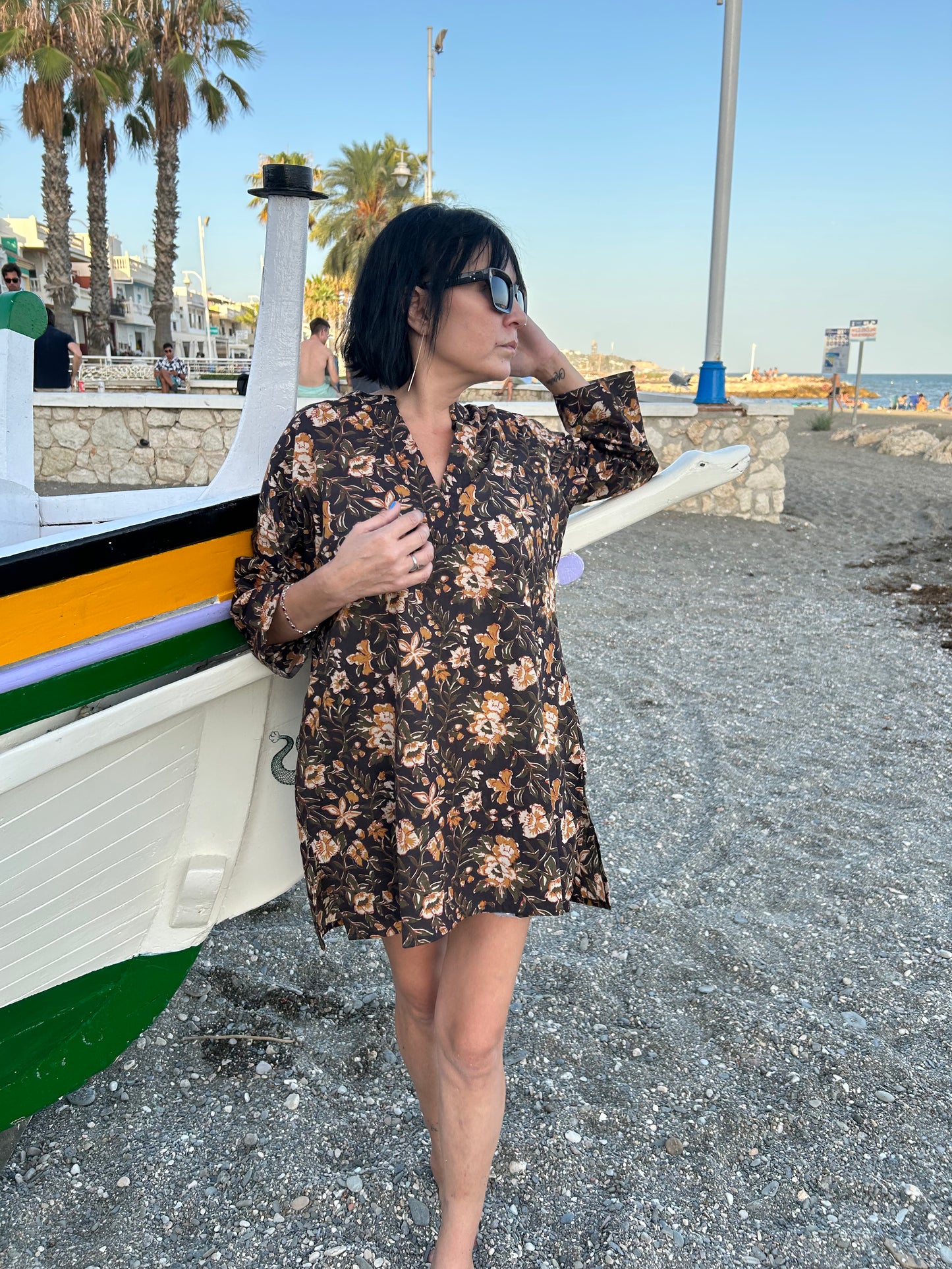 Black floral Garden button down shirt