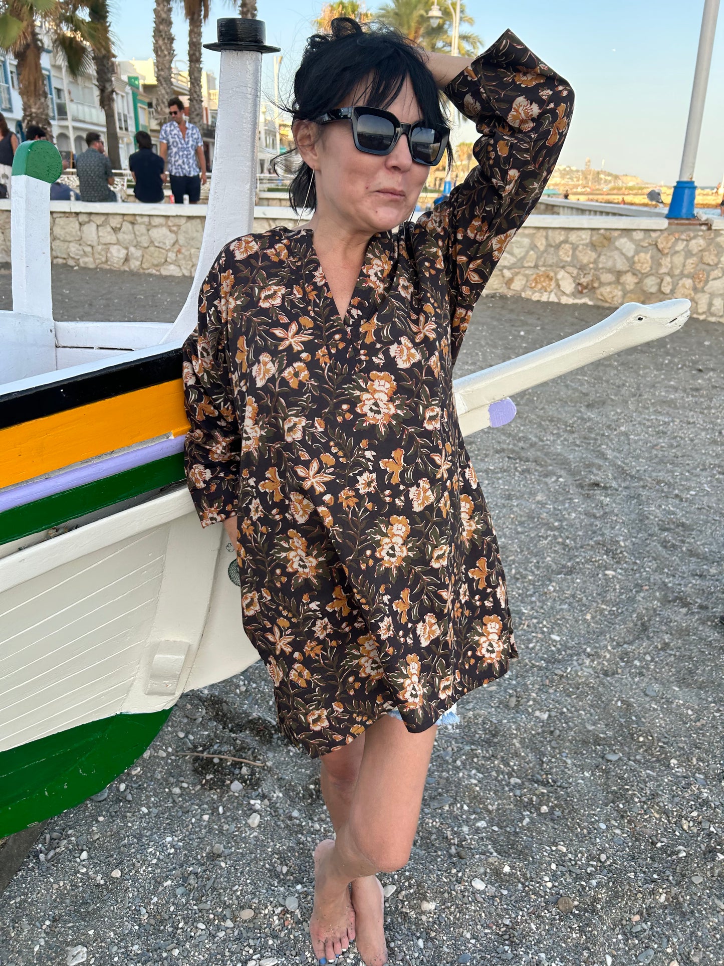 Black floral Garden button down shirt