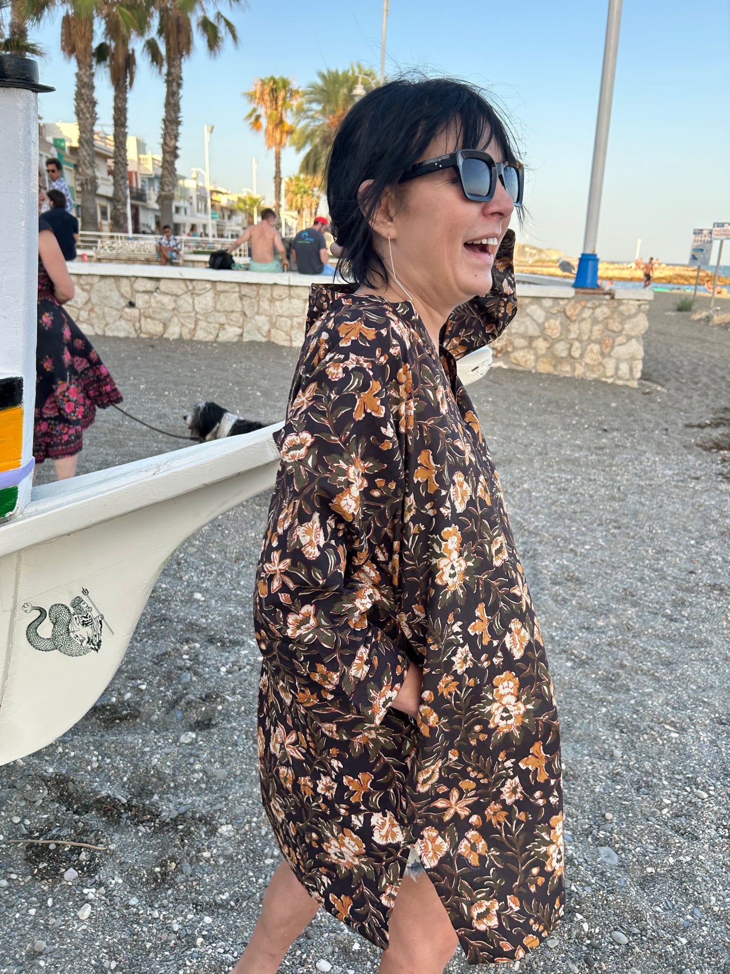 Black floral Garden button down shirt