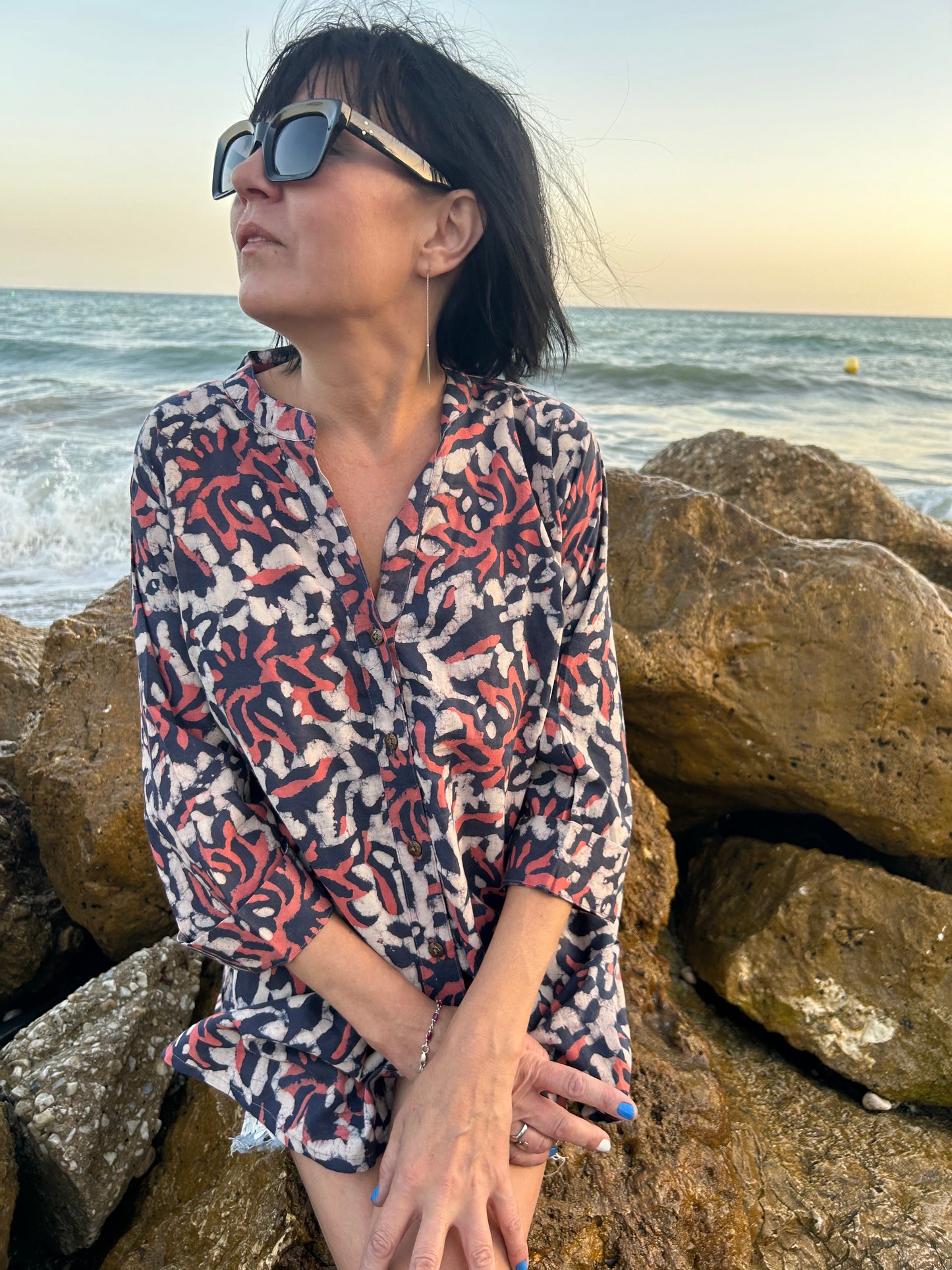 Flor garden button down cotton shirt