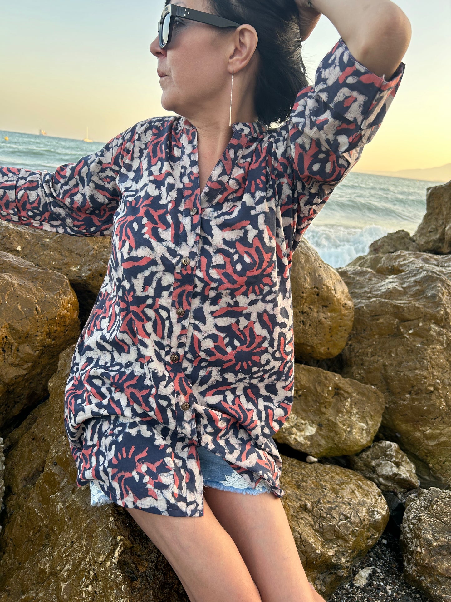 Flor garden button down cotton shirt