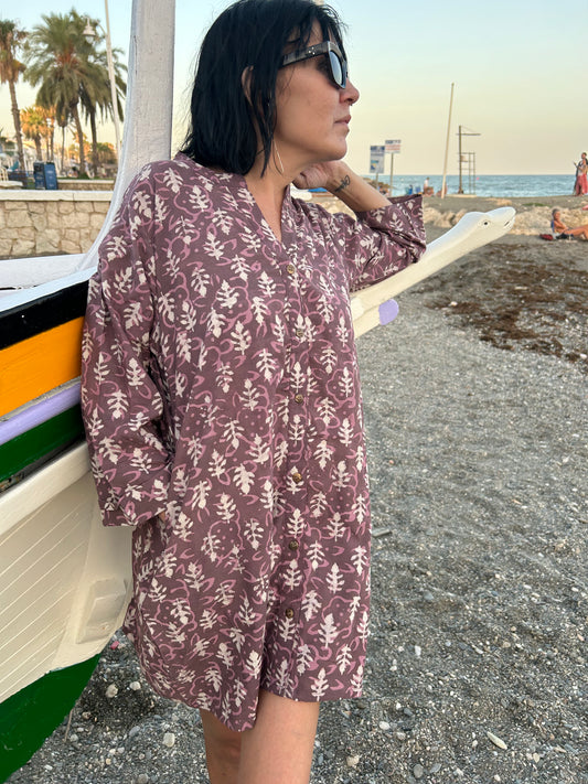 Pink Cotton button down tunic