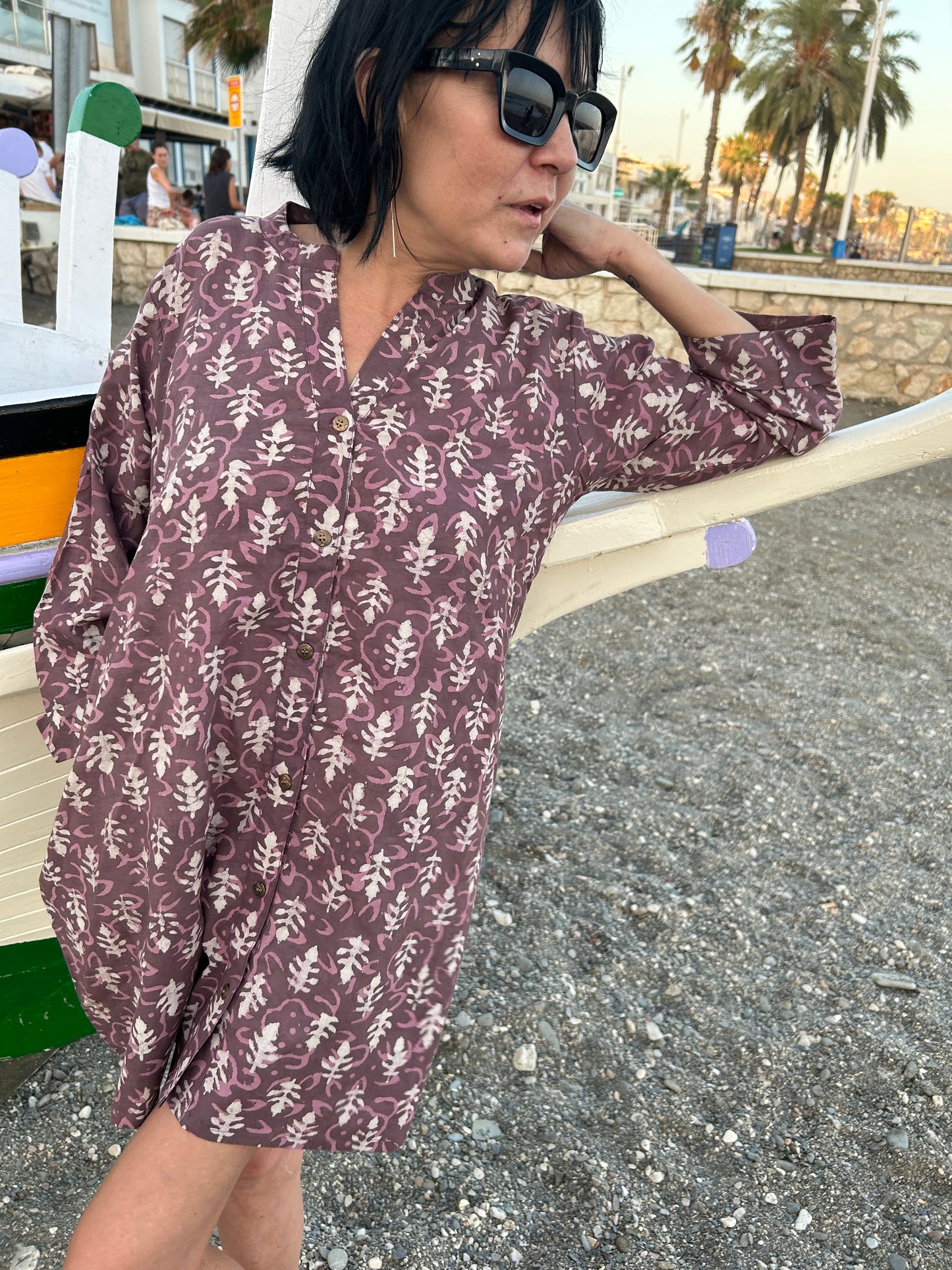 Pink Cotton button down tunic