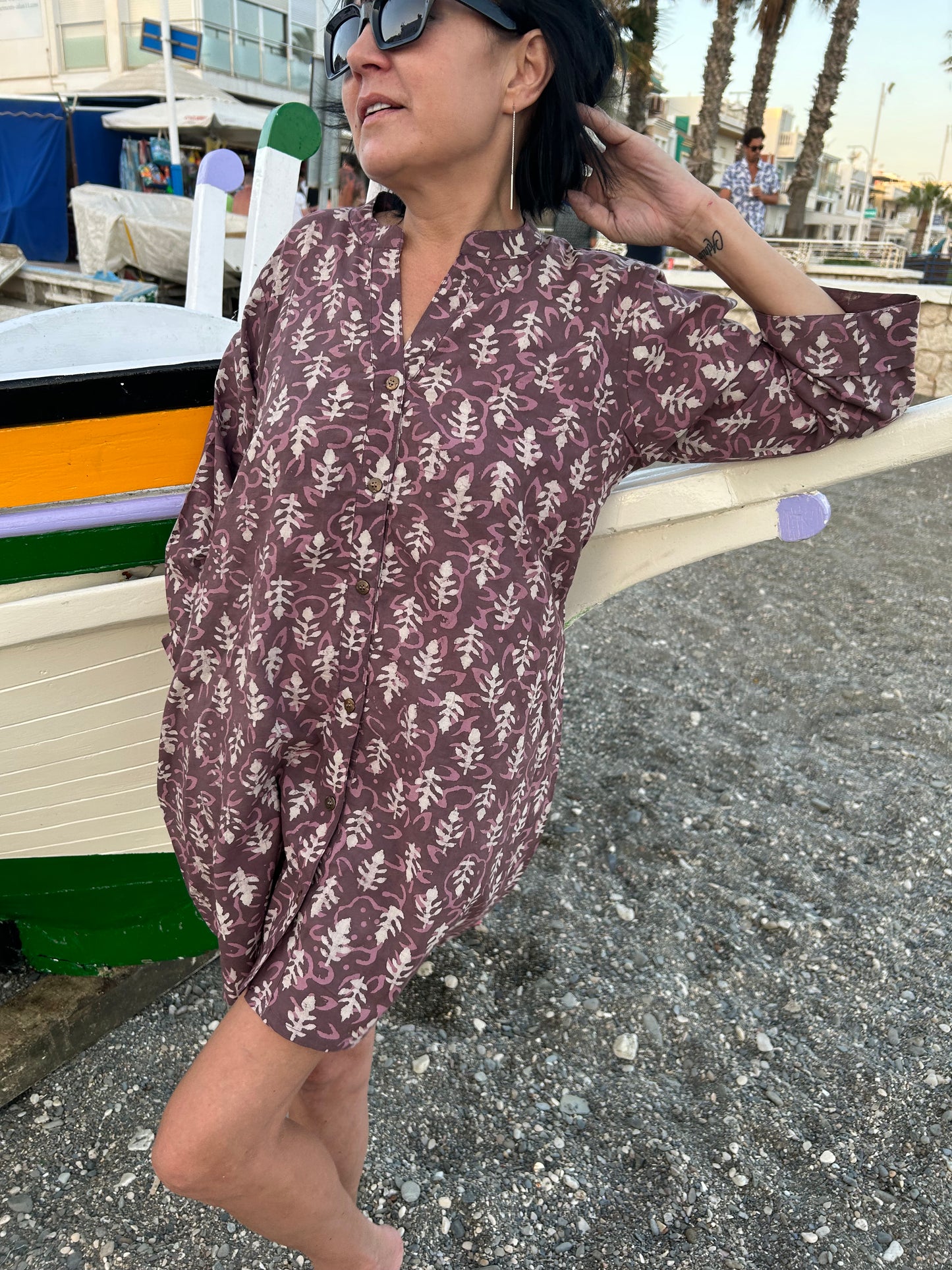 Pink Cotton button down tunic