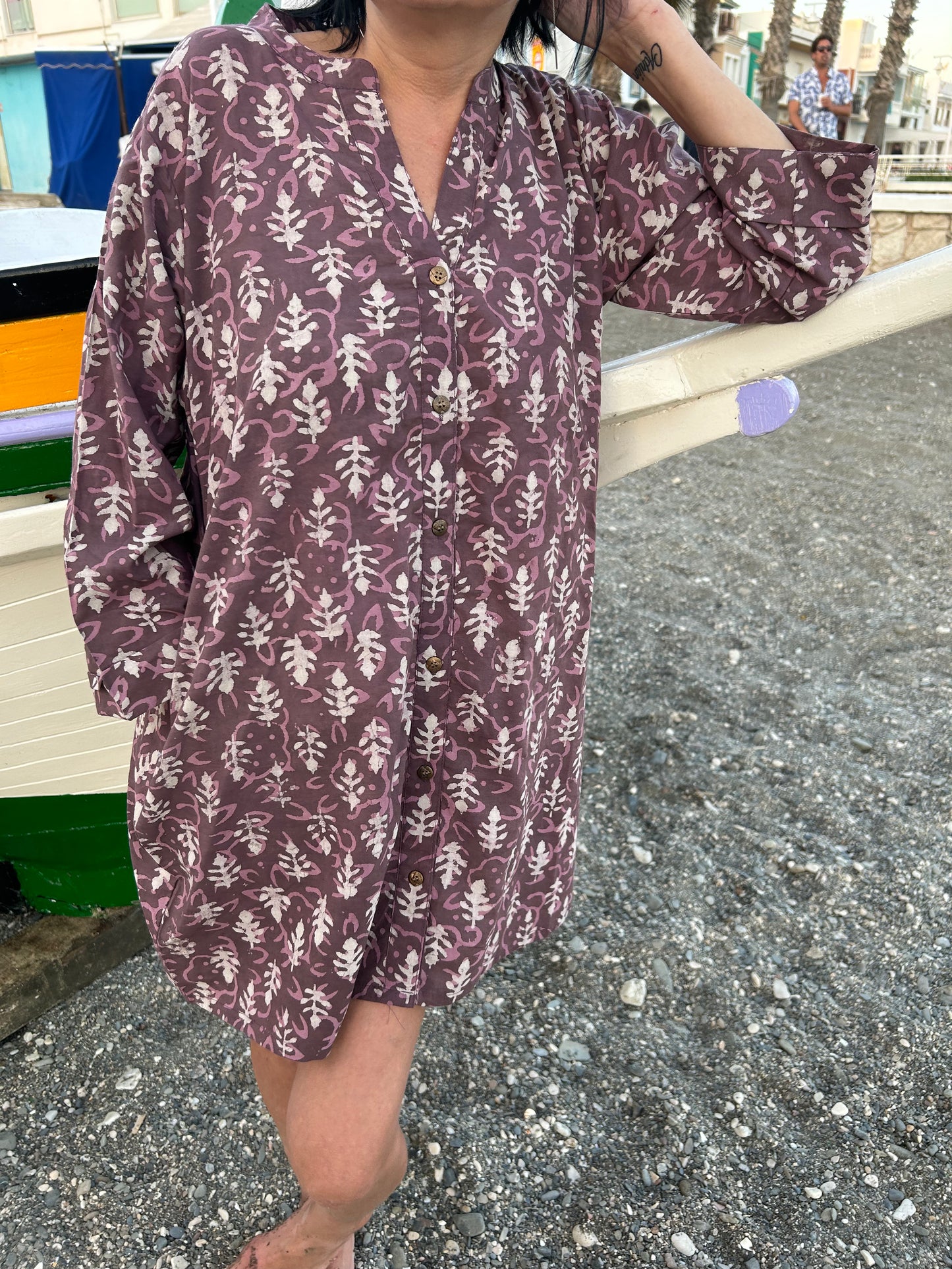 Pink Cotton button down tunic