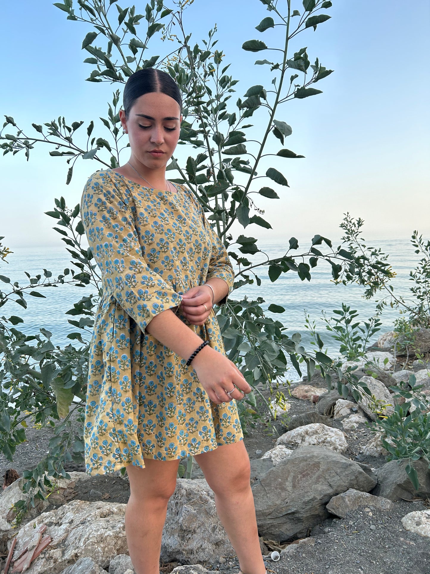 beige floral tunic or dress