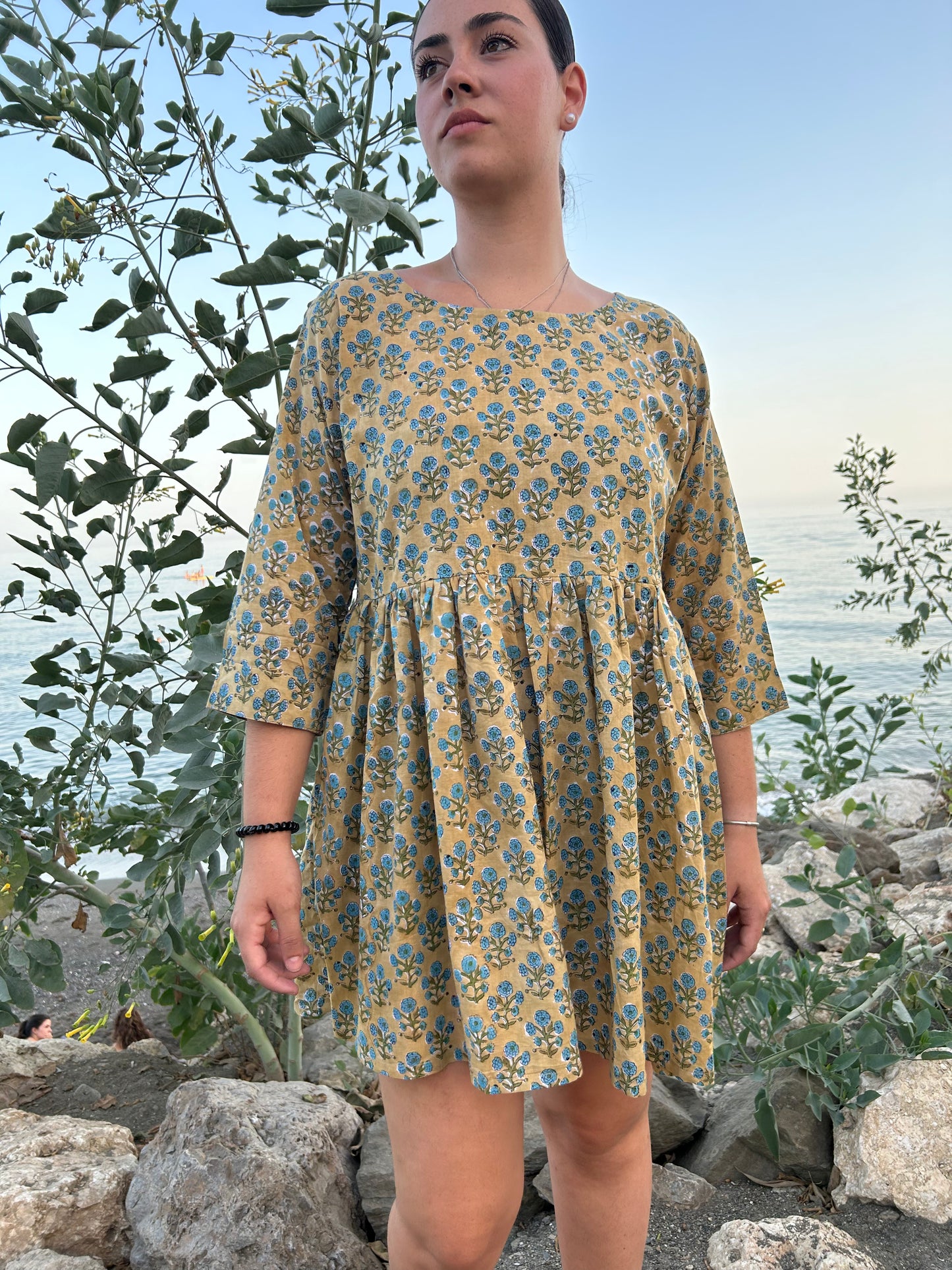 beige floral tunic or dress