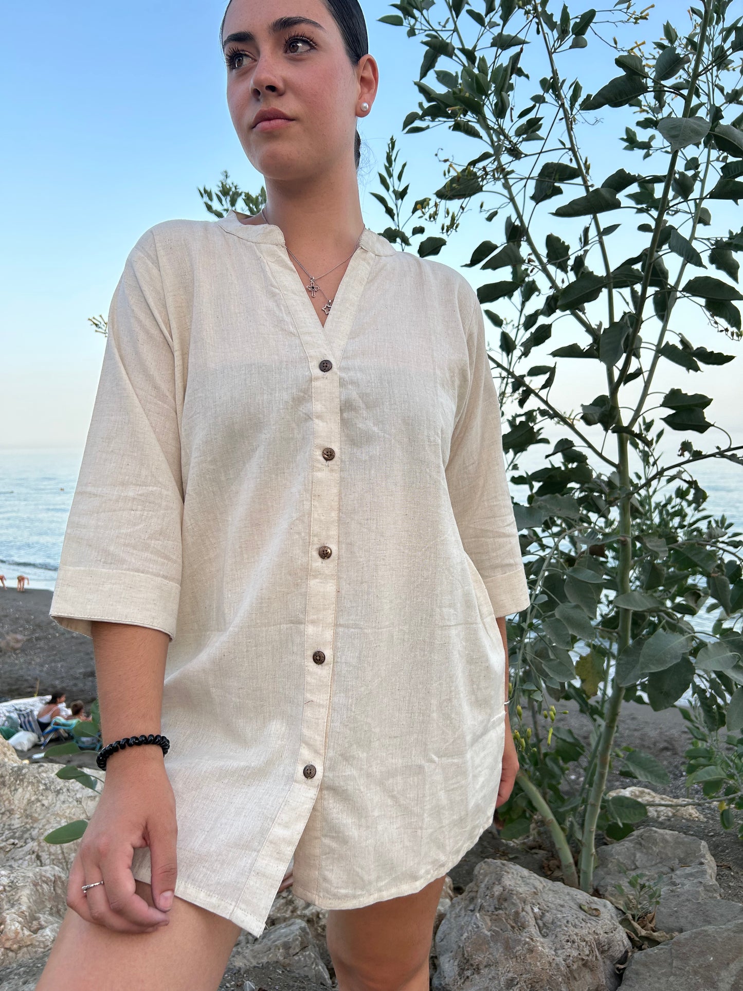 Creamy beige handmade cotton tunic