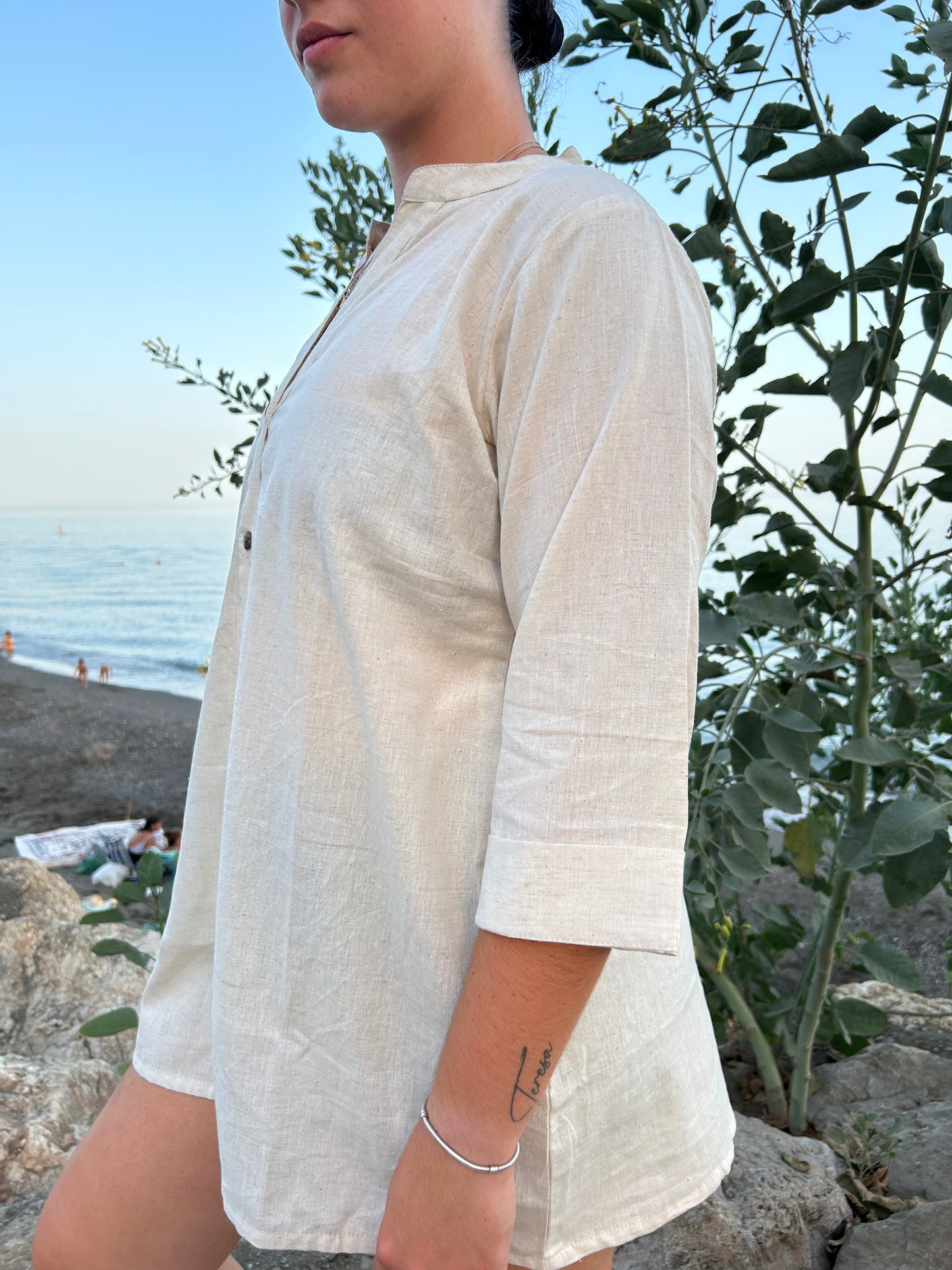 Creamy beige handmade cotton tunic