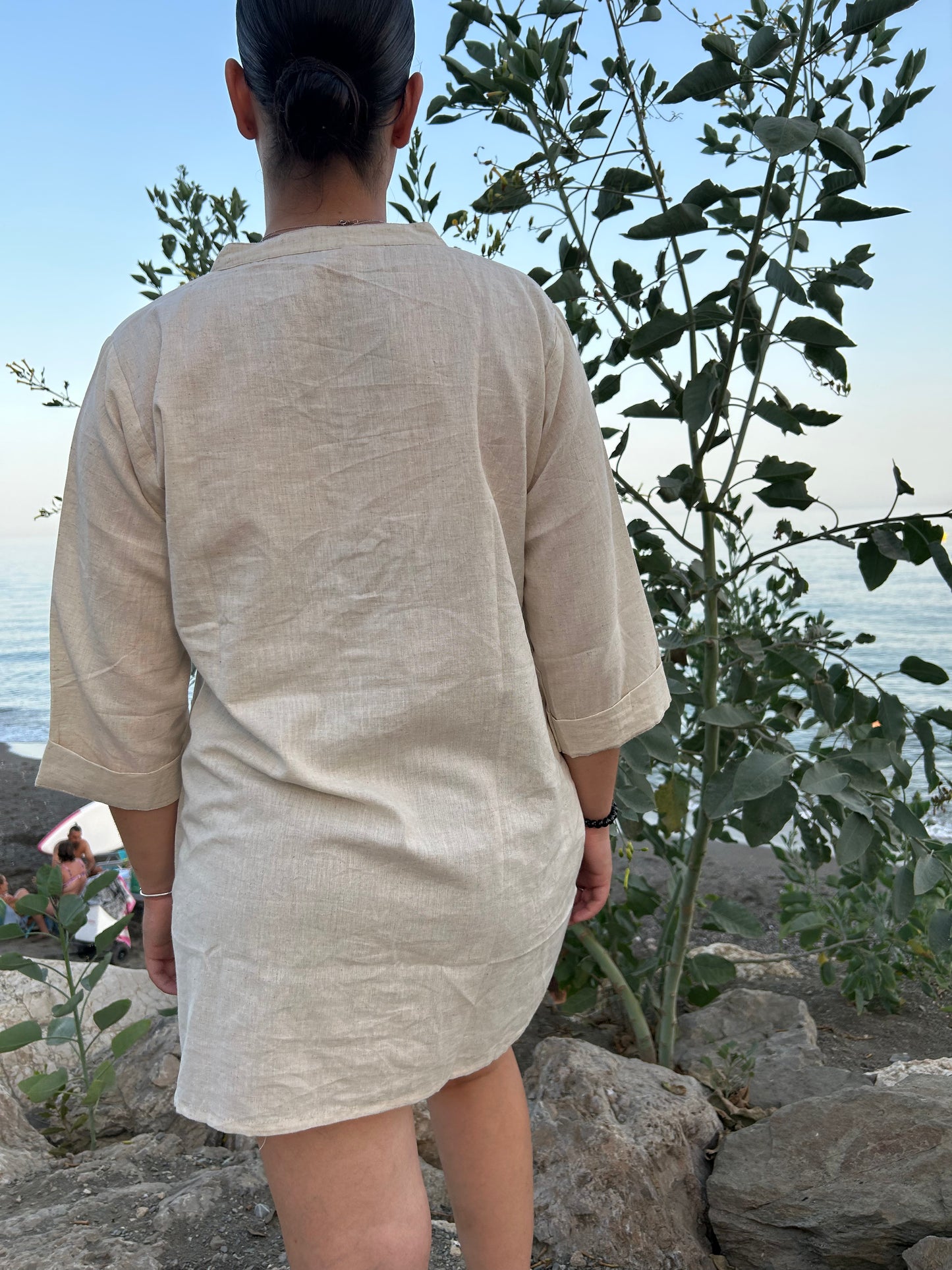 Creamy beige handmade cotton tunic