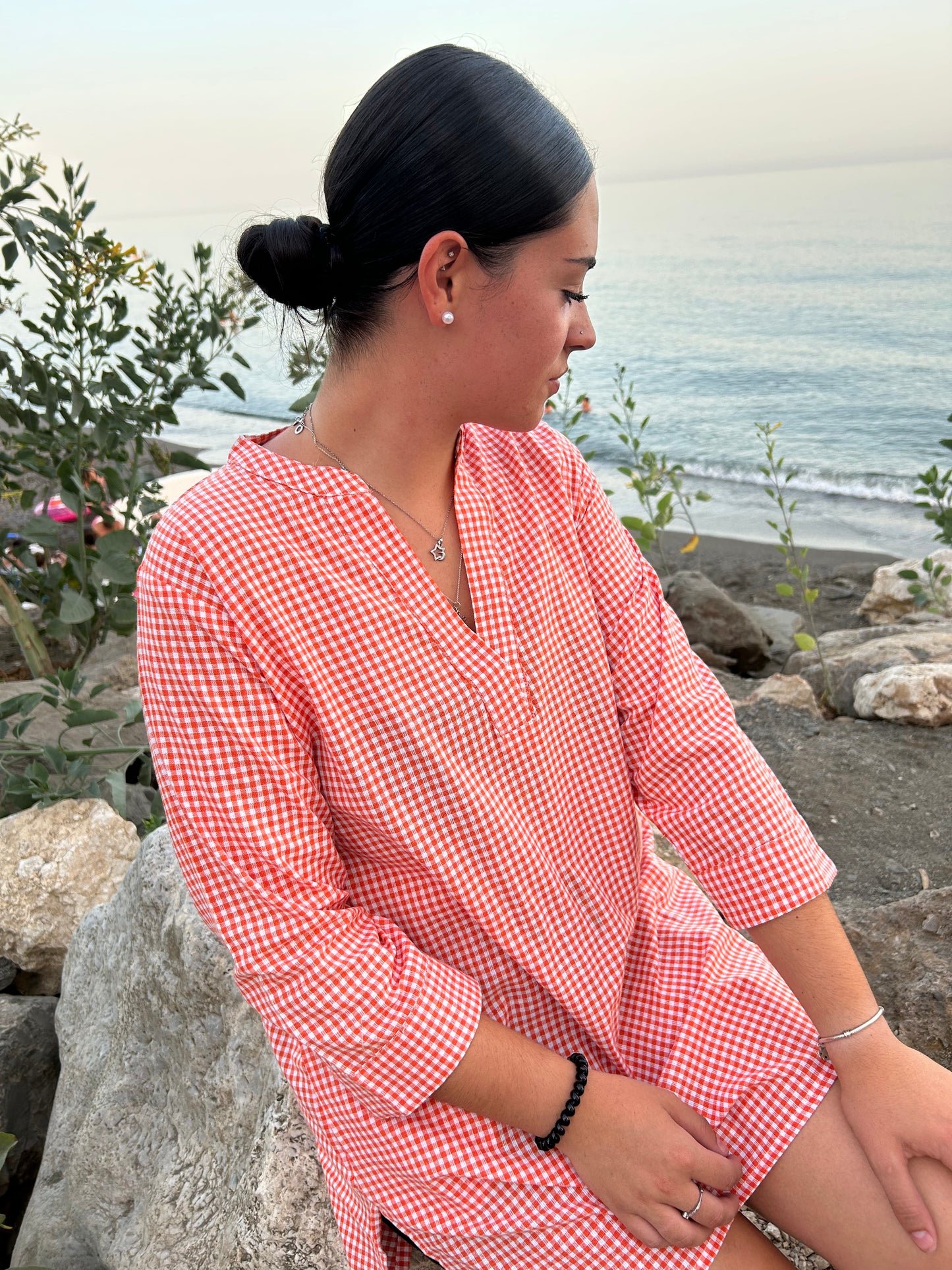 Pink Cotton Checks tunic