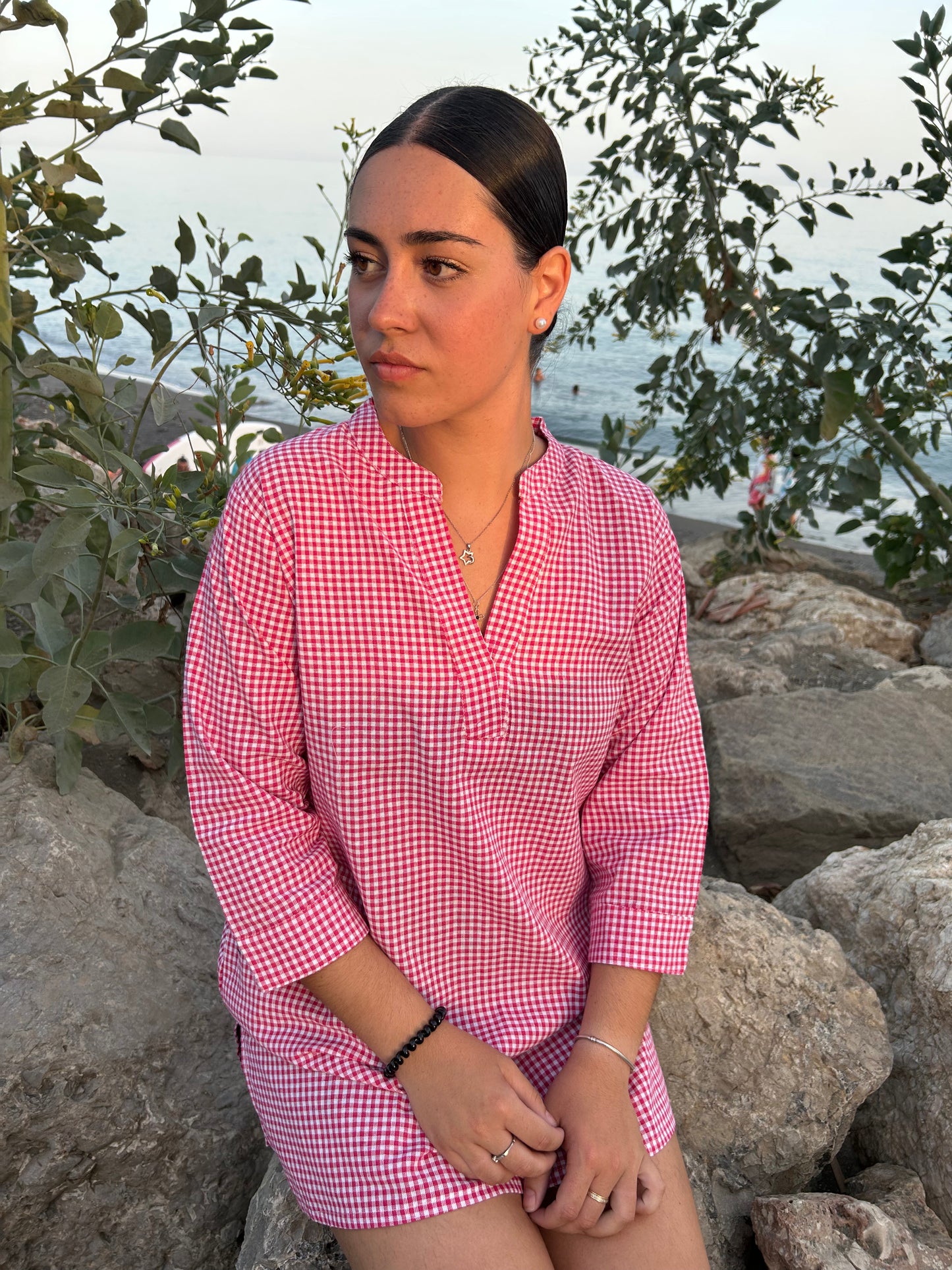 Pink Cotton Checks tunic