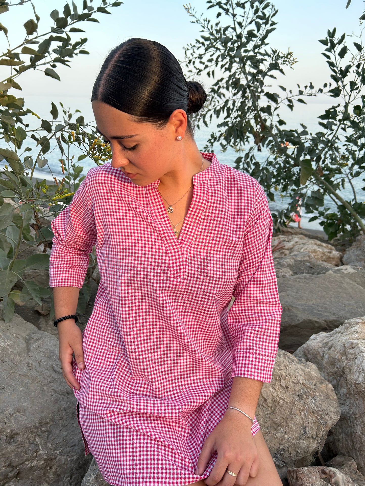 Pink Cotton Checks tunic