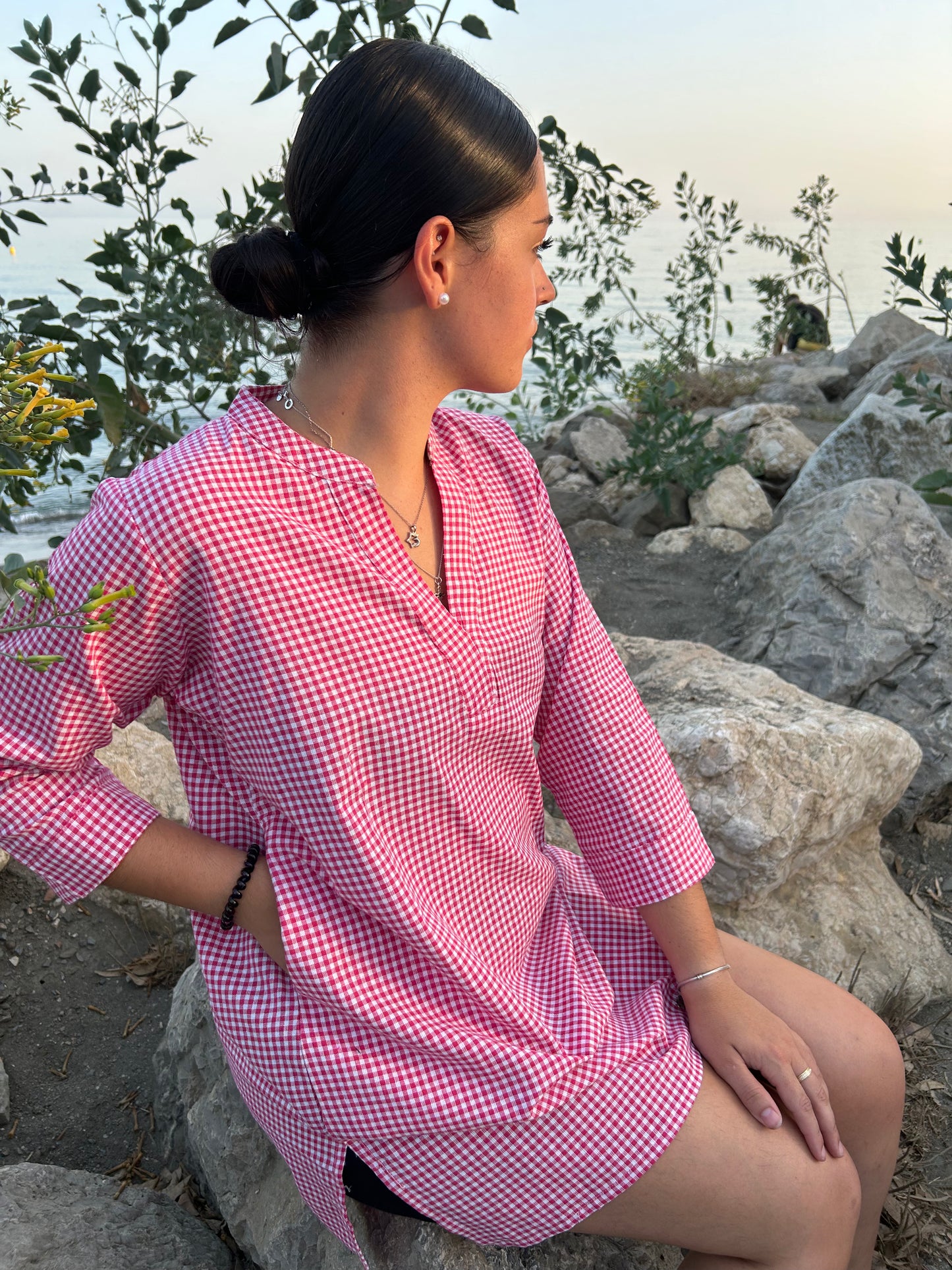 Pink Cotton Checks tunic