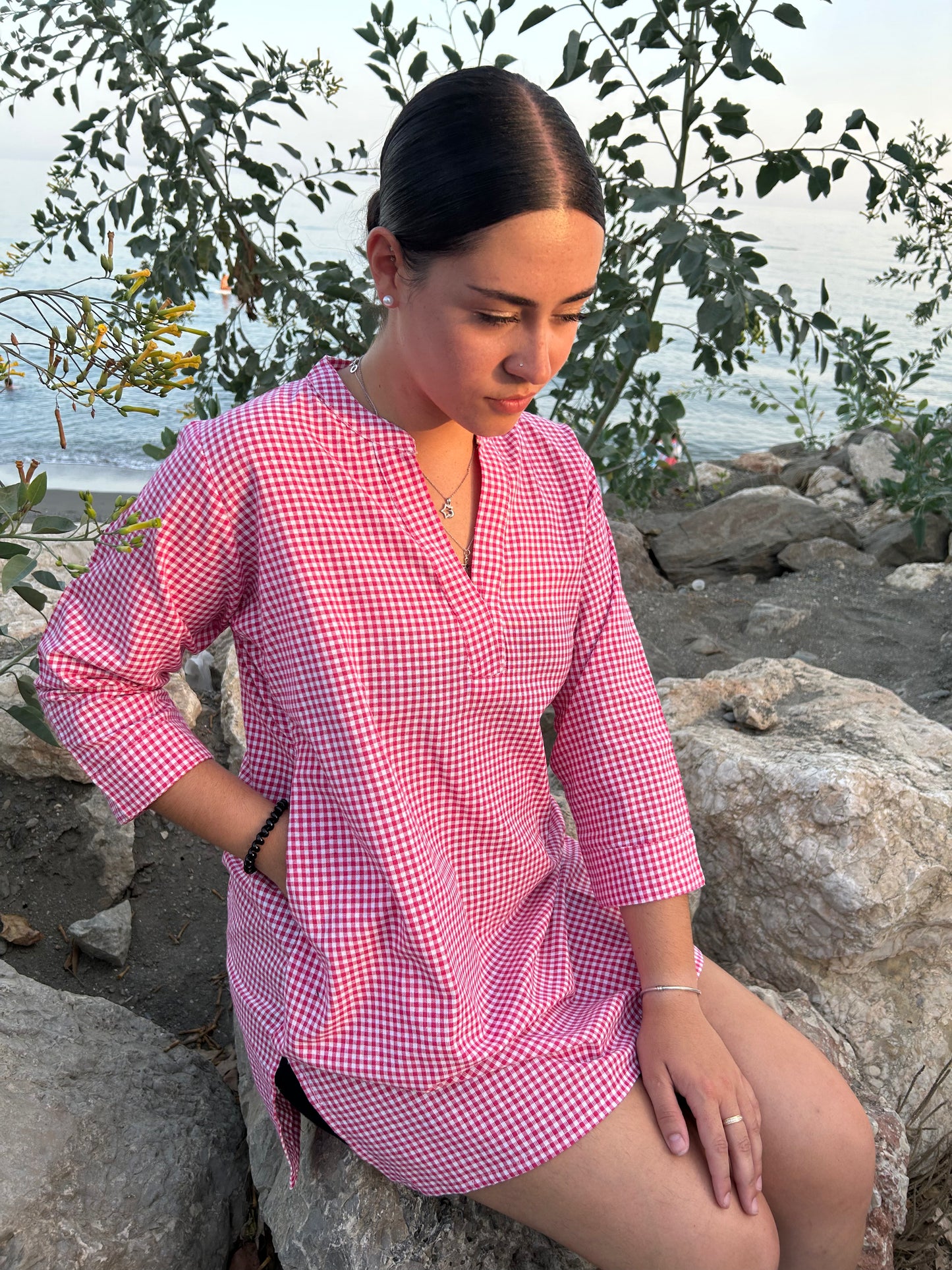 Pink Cotton Checks tunic