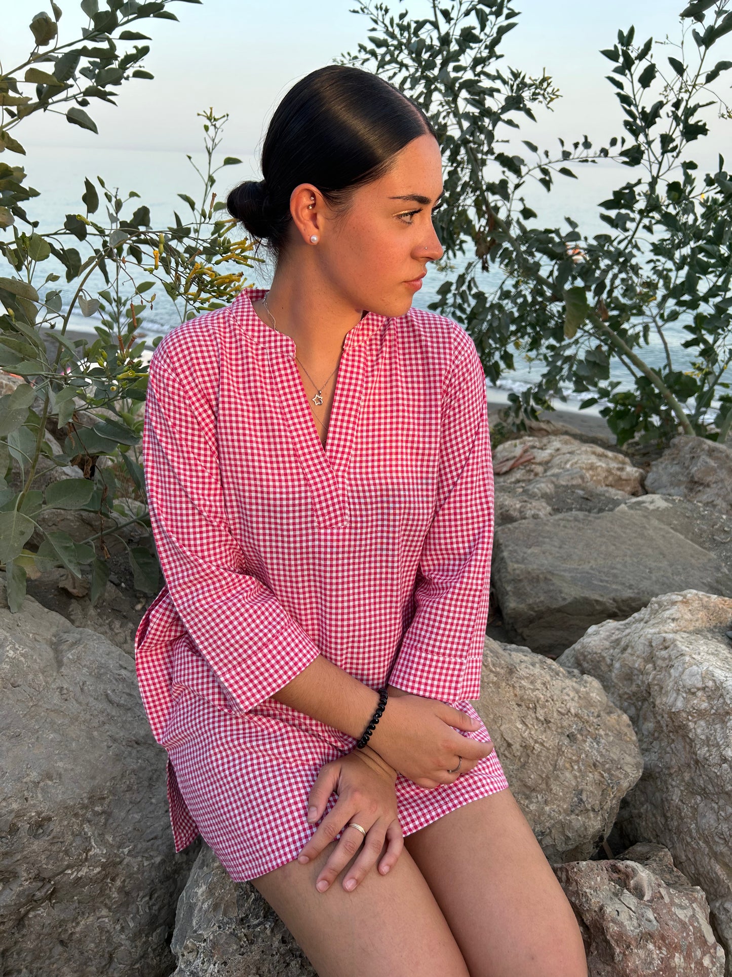 Pink Cotton Checks tunic