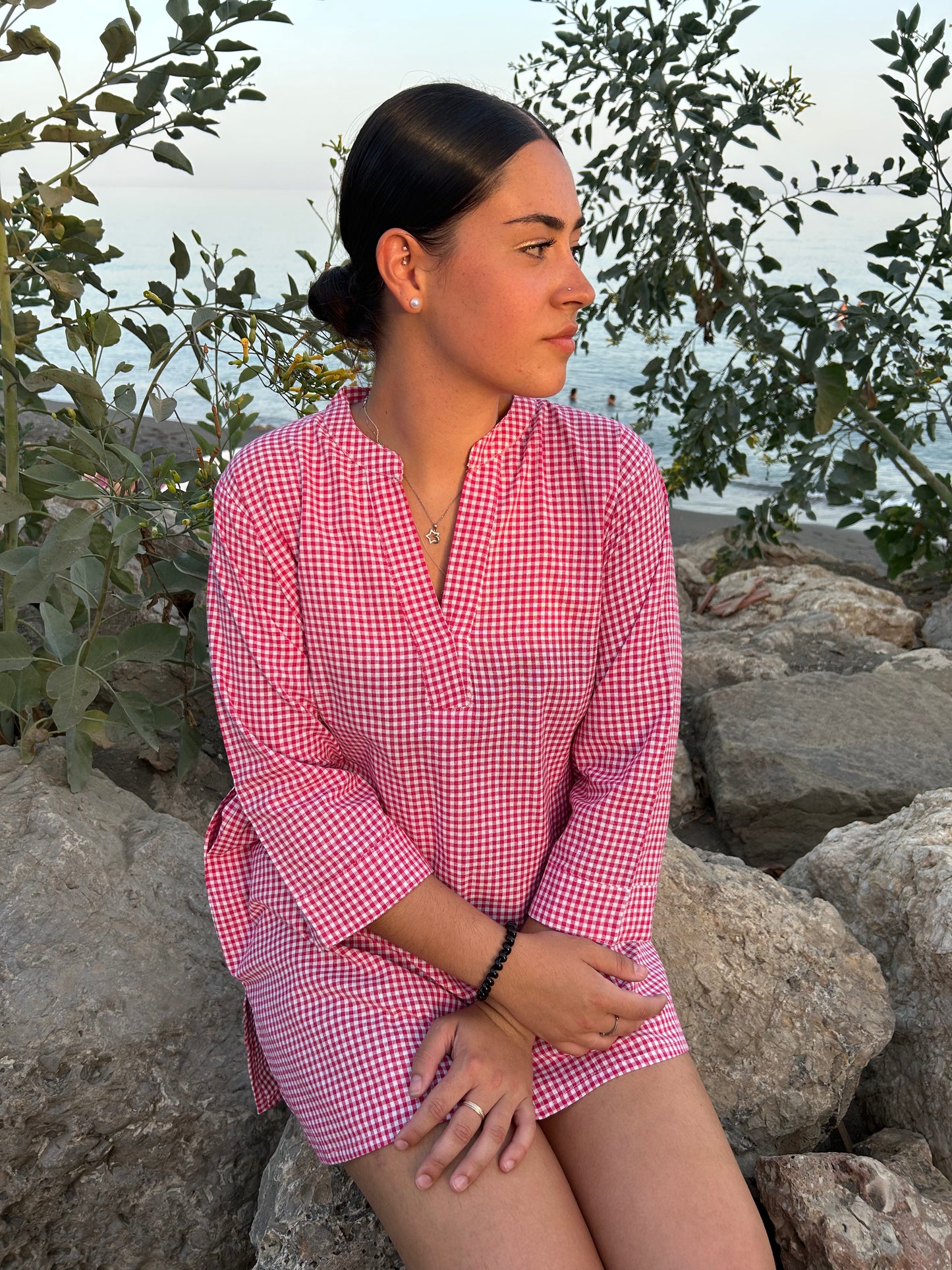 Pink Cotton Checks tunic