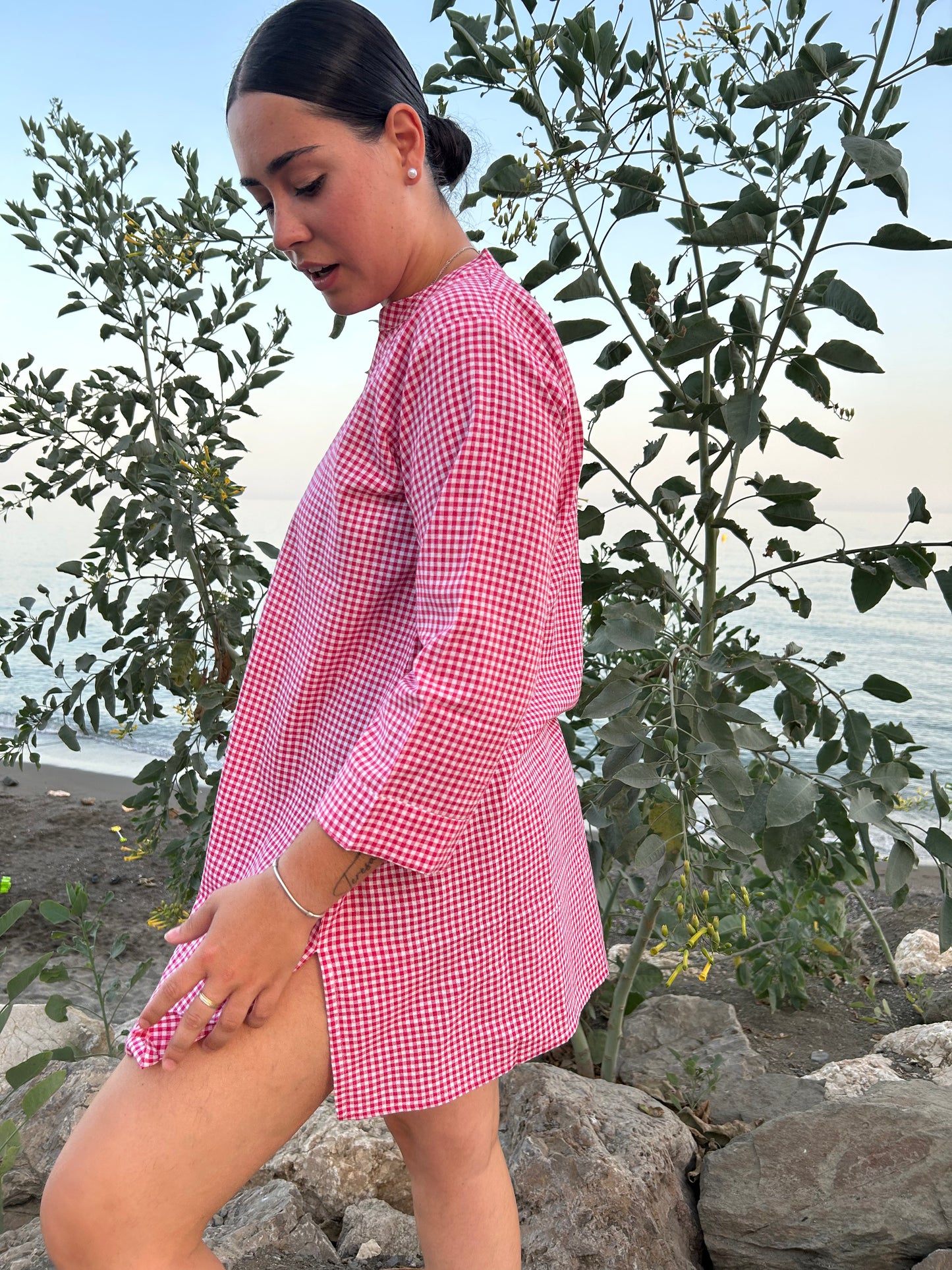 Pink Cotton Checks tunic