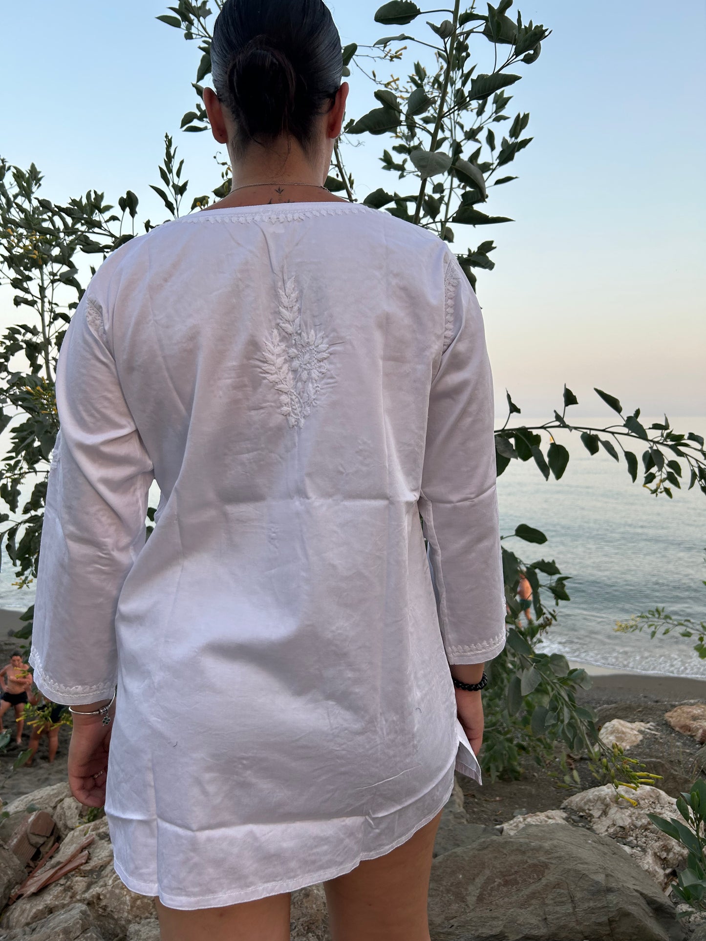 White Hand Embroidered Cotton tunic