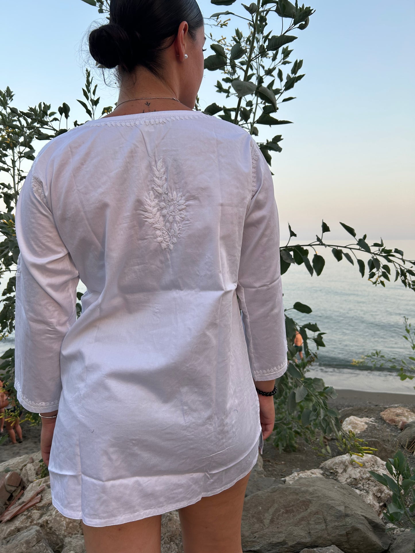 White Hand Embroidered Cotton tunic