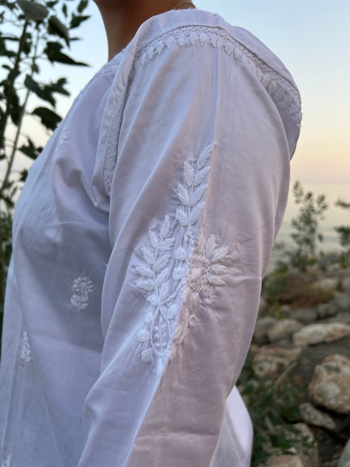 White Hand Embroidered Cotton tunic
