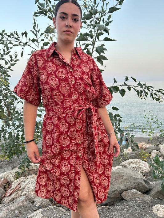 Red Peacock cotton shirtdress