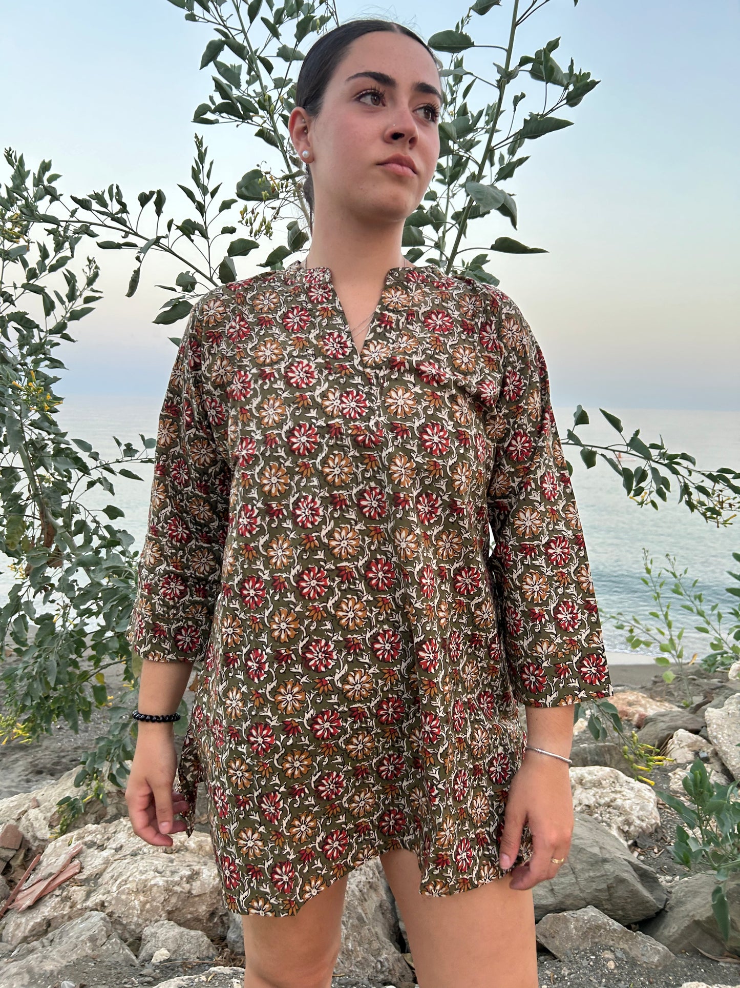 green cotton tunic