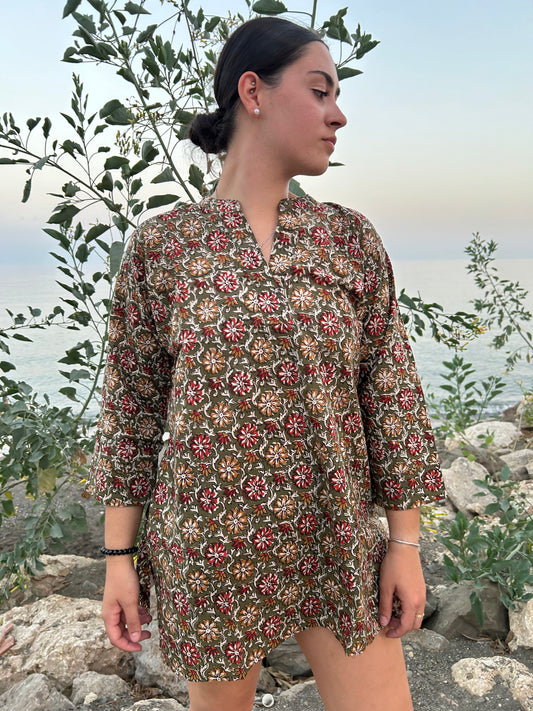 green cotton tunic
