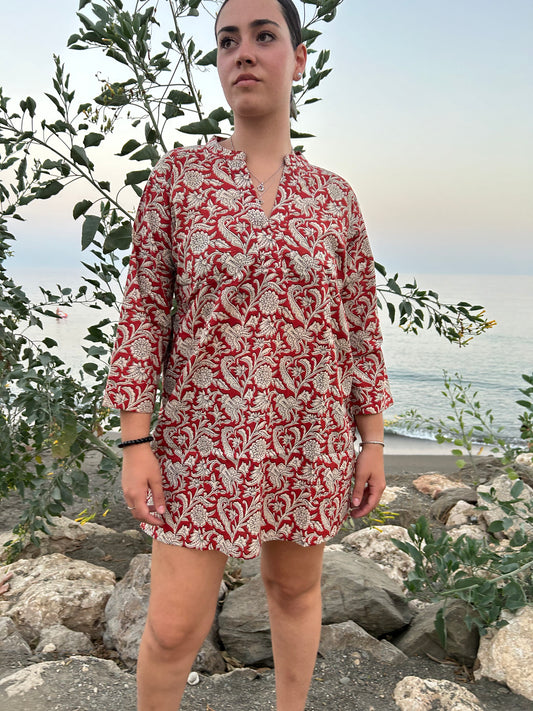 Maroon cotton tunic