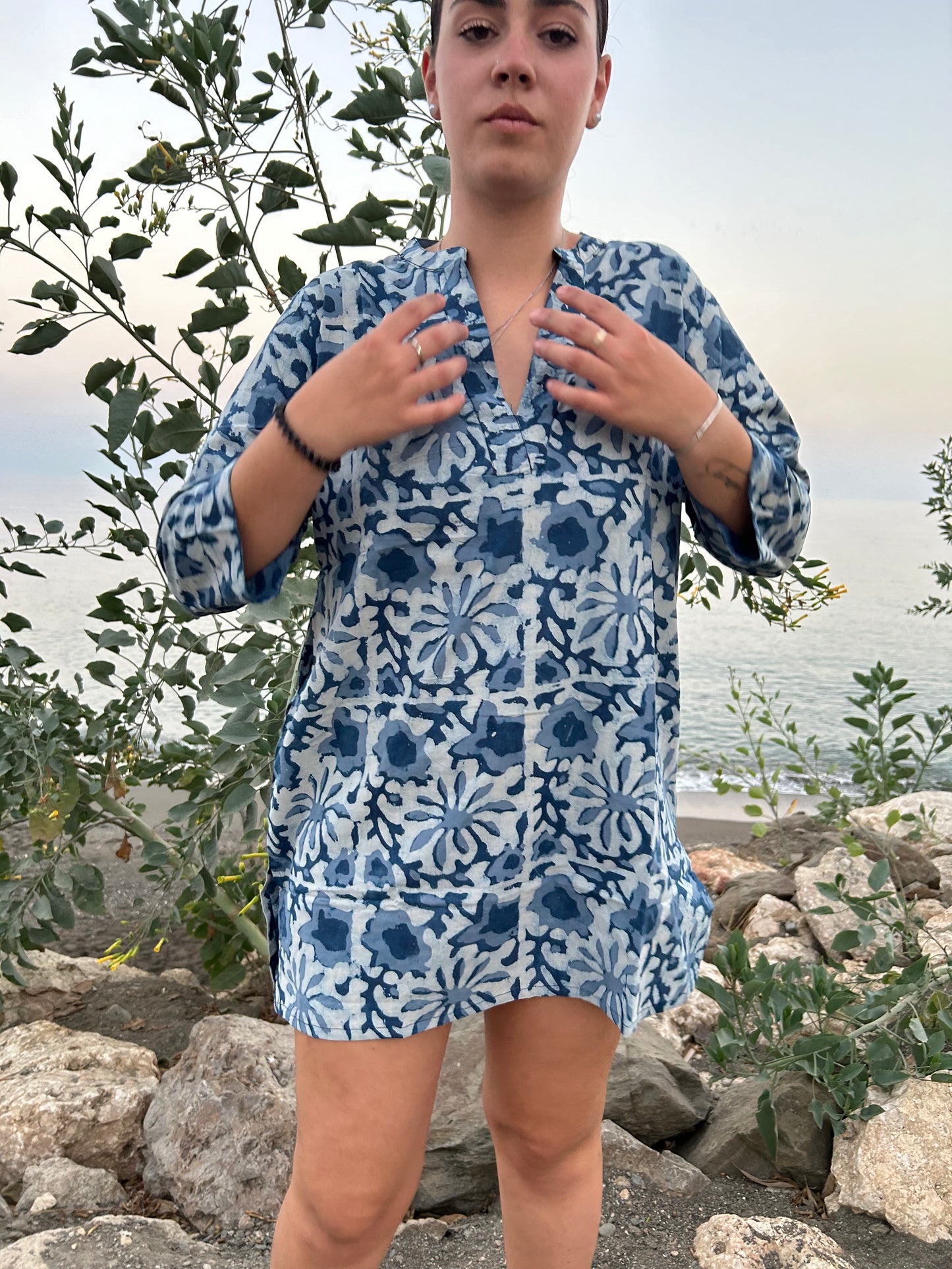 Indigo organic cotton tunic