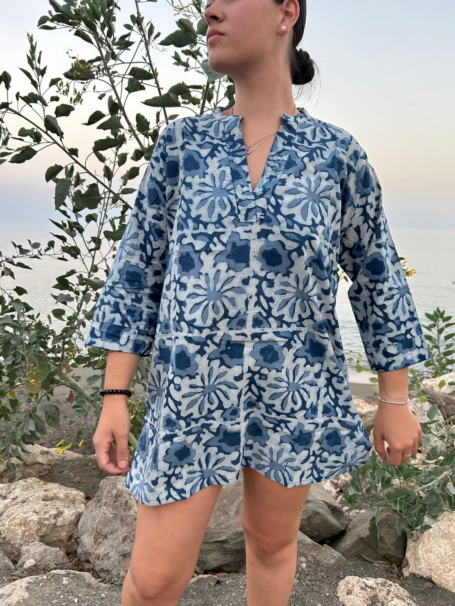 Indigo organic cotton tunic