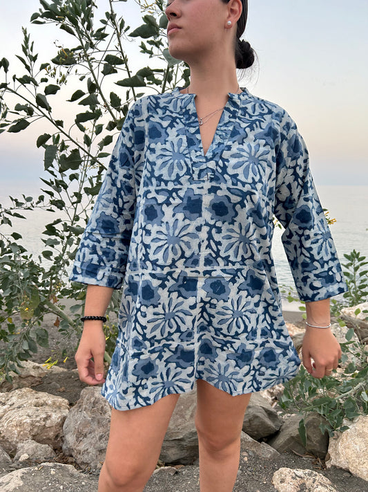 Indigo organic cotton tunic